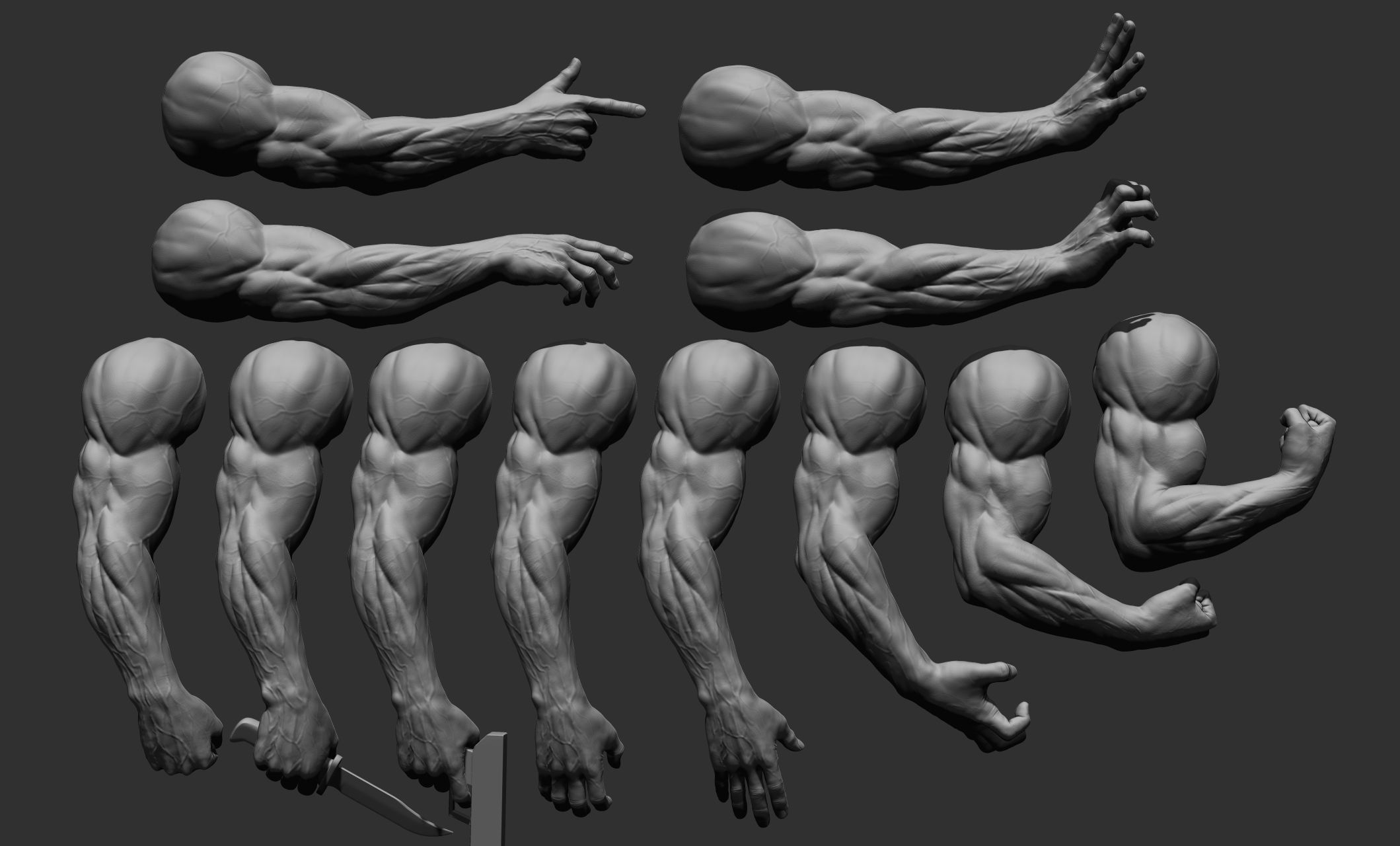 12 male arms 3D model_1