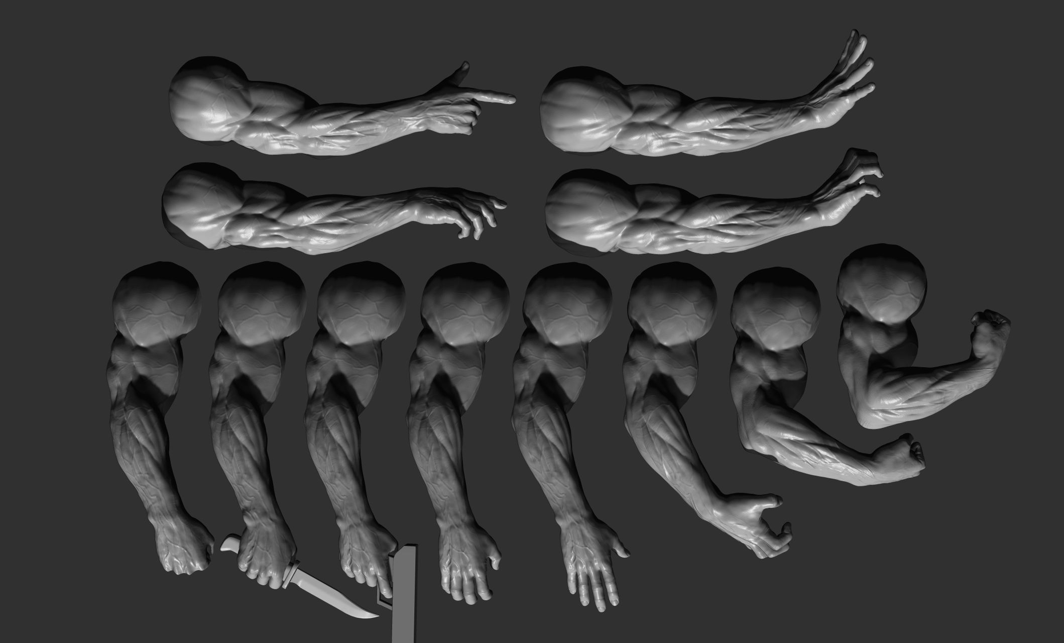 12 male arms 3D model_6