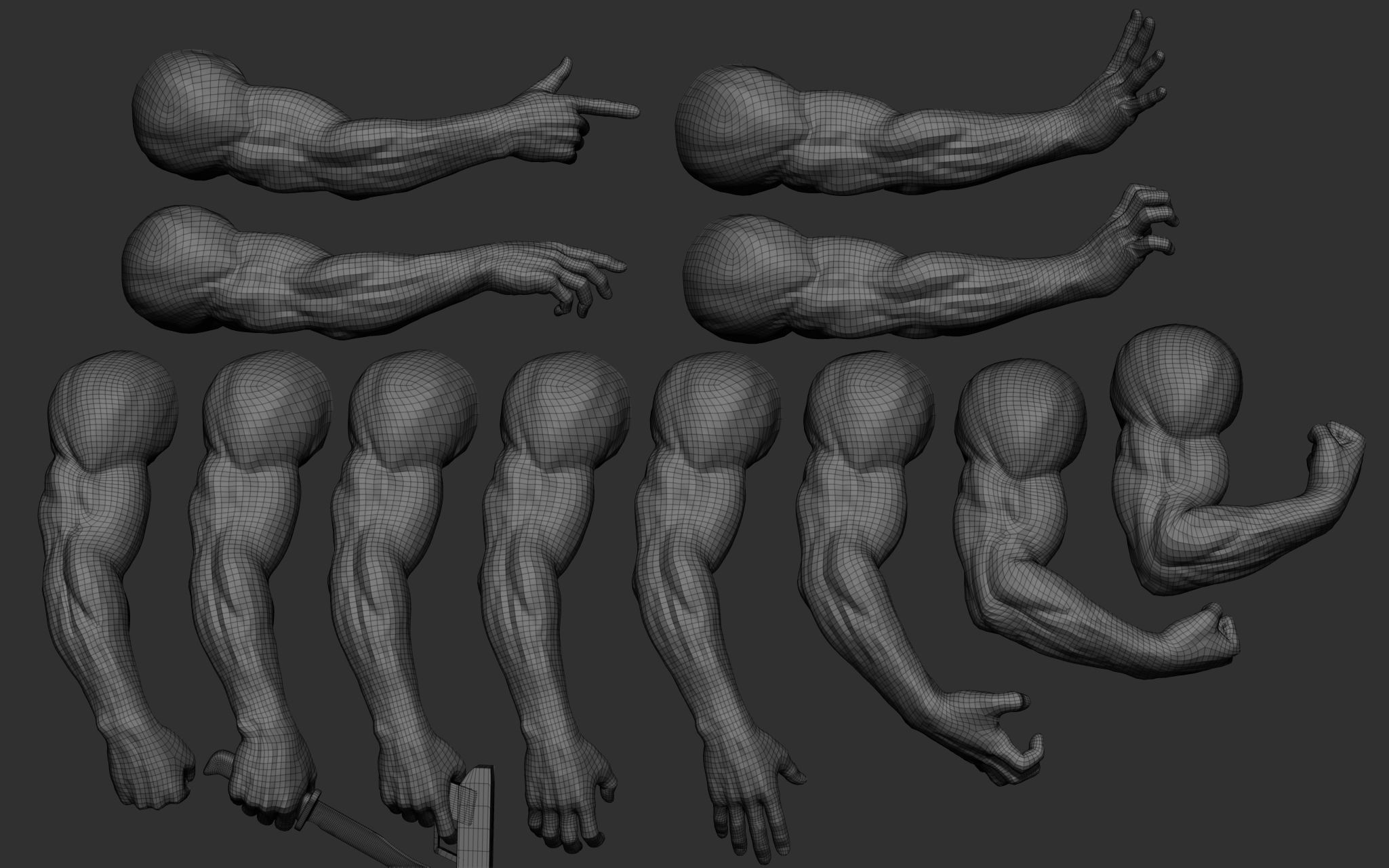 12 male arms 3D model_3