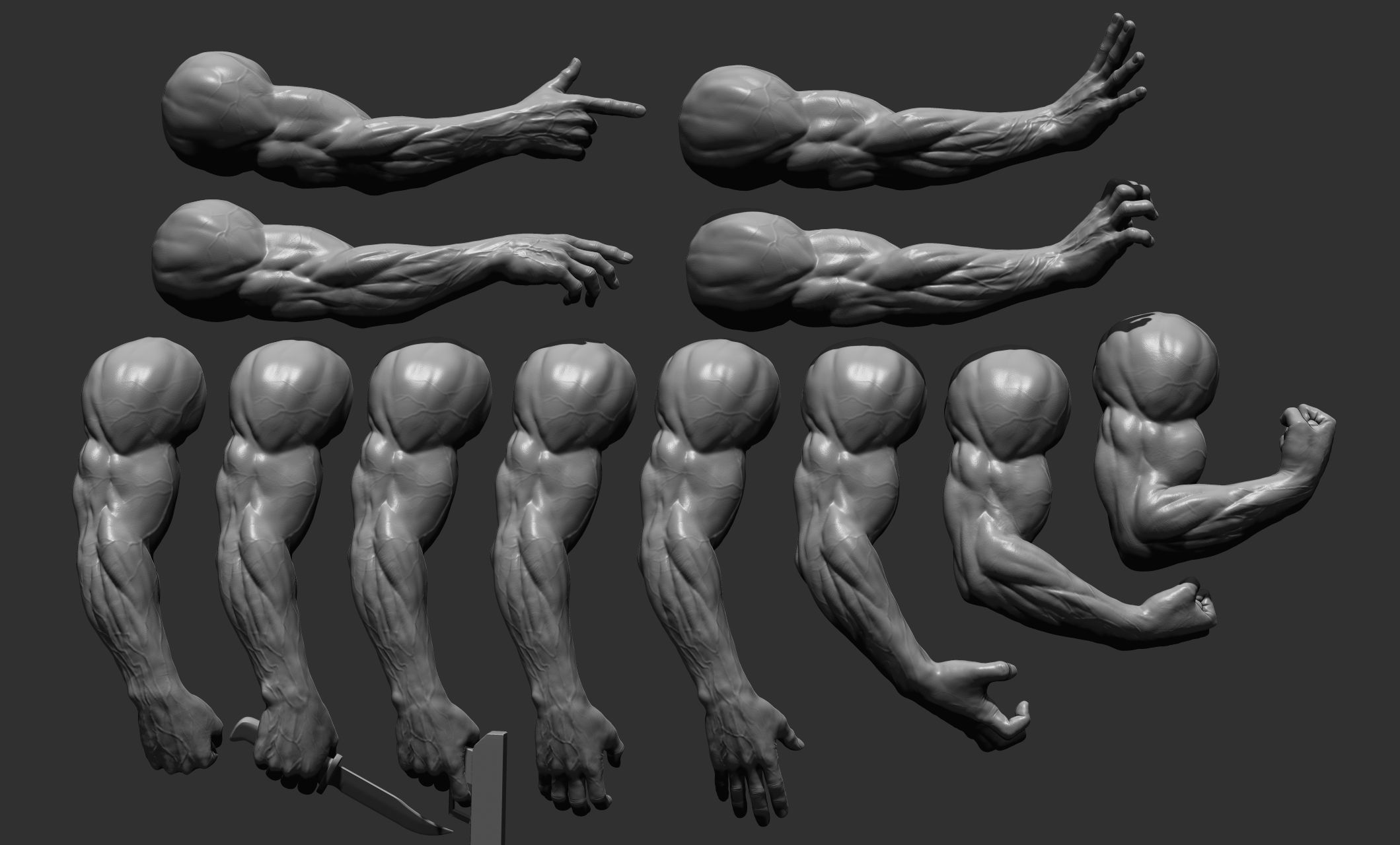 12 male arms 3D model_2