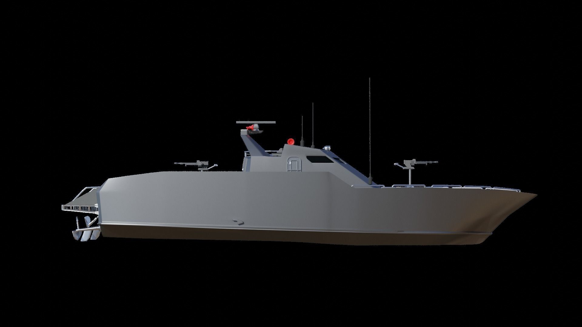 Military Patrol Boat Low-poly 3D model_2