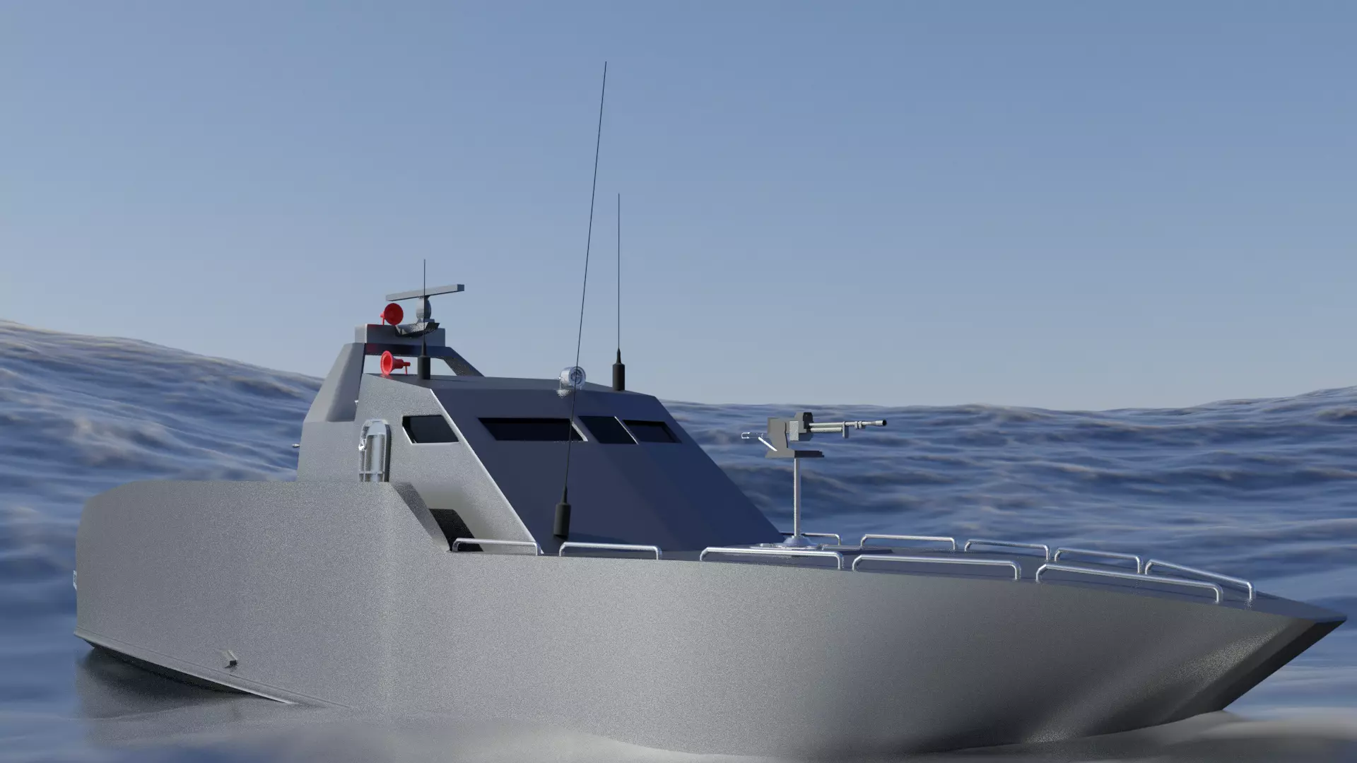 Military Patrol Boat Low-poly 3D model_0