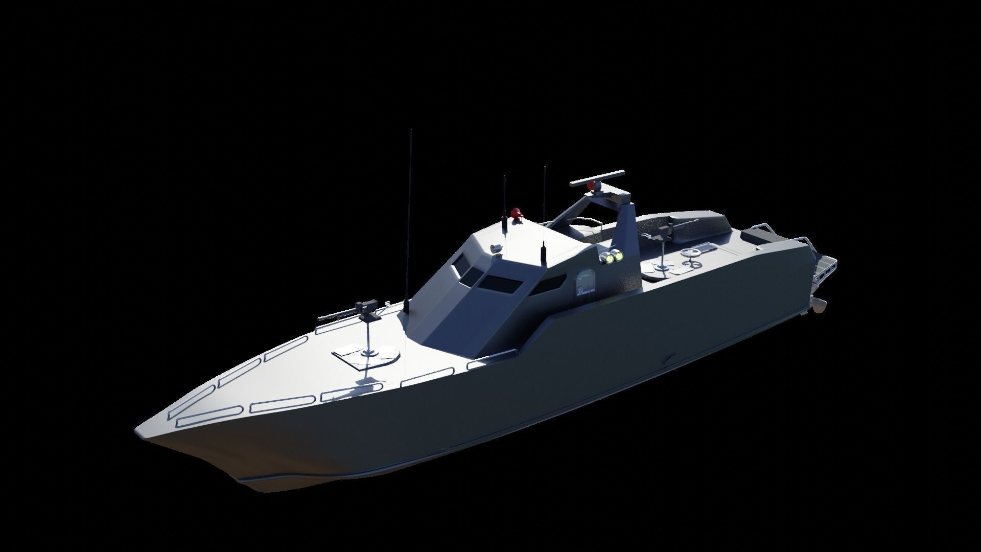 Military Patrol Boat Low-poly 3D model_1