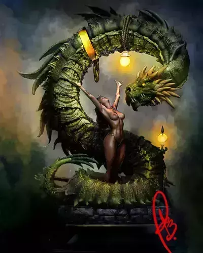 GIRL AND DRAGON BY CREATIVE GEEK MB 3D print model