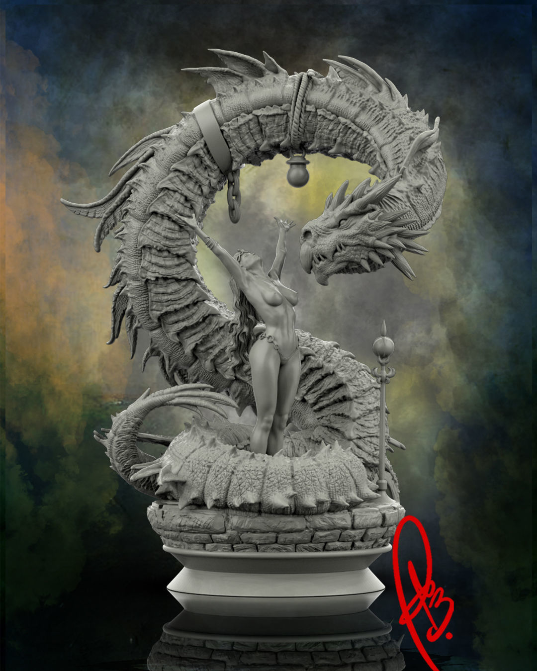 GIRL AND DRAGON BY CREATIVE GEEK MB 3D print model_1