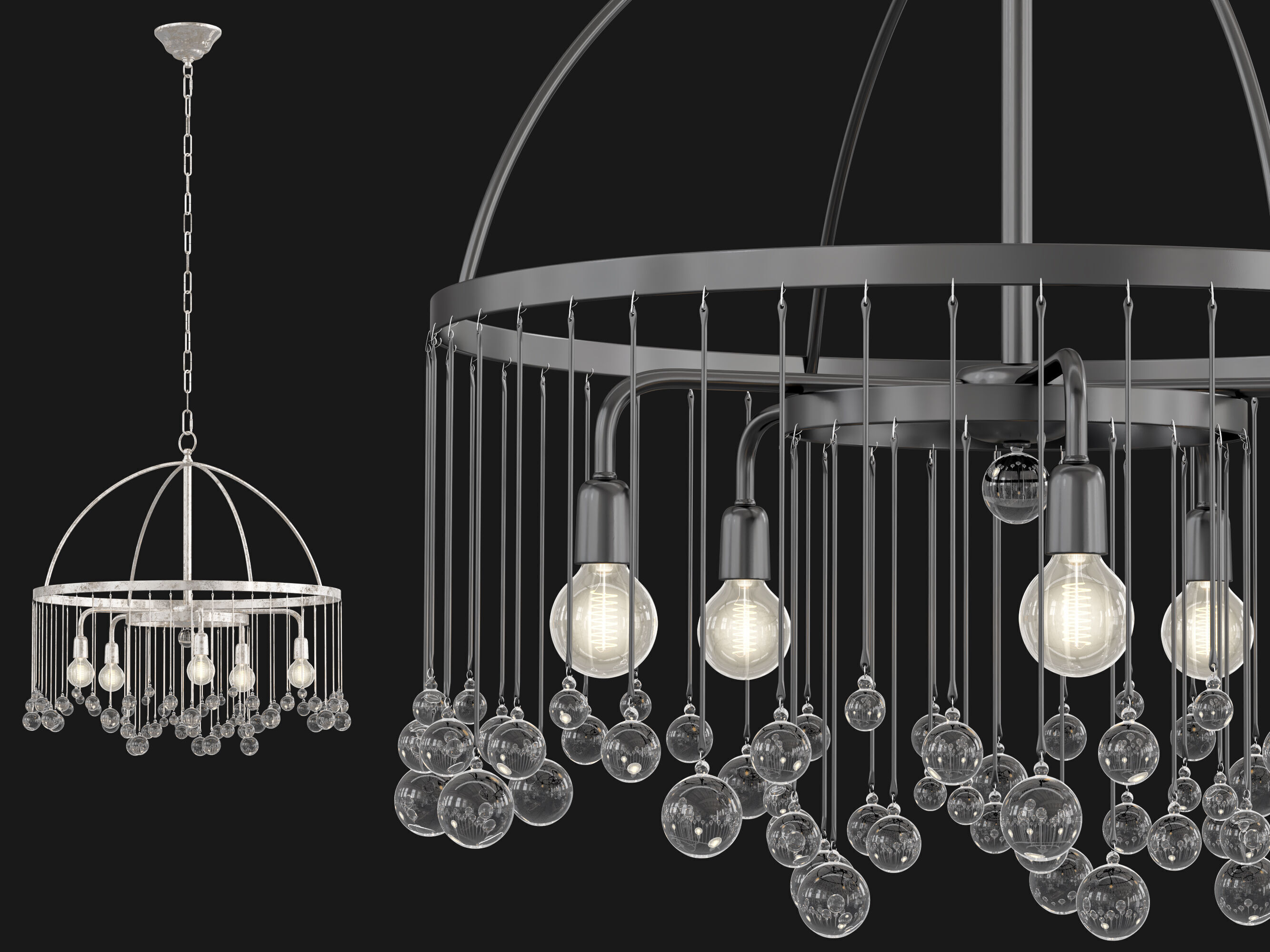 Aubrey Round Chandelier 2 tier 3D model_1