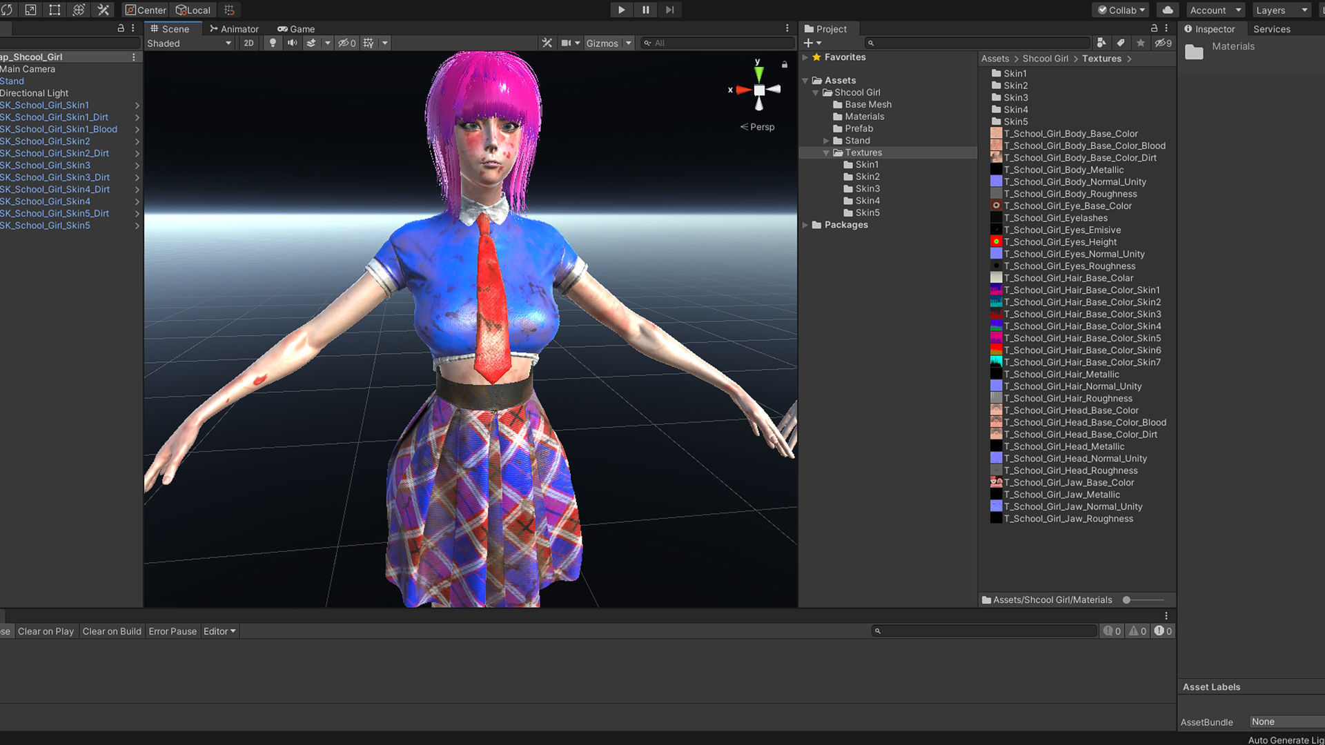Shcool Girl GAME READY 3D Character Low-poly 3D model_31