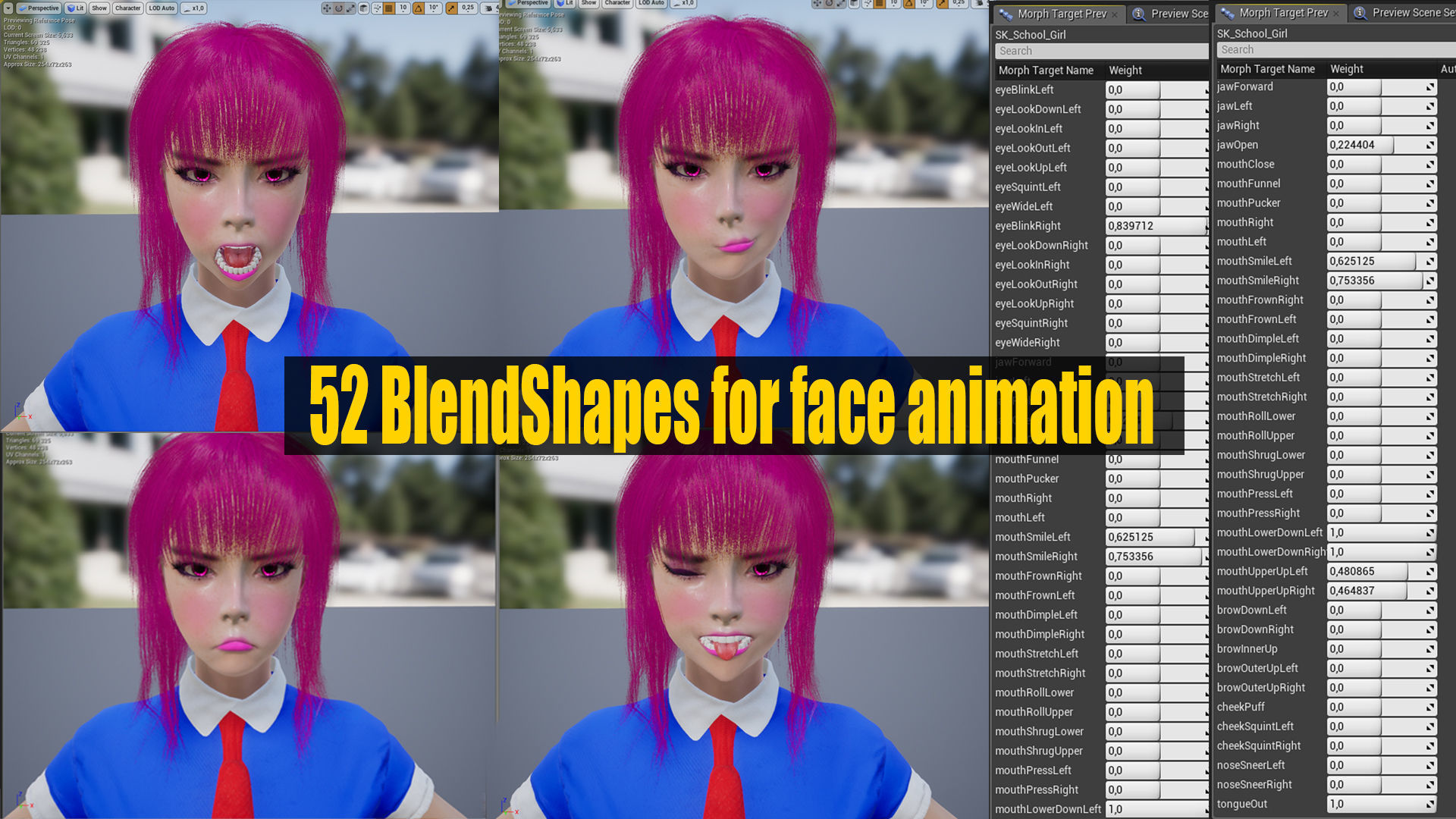 Shcool Girl GAME READY 3D Character Low-poly 3D model_27