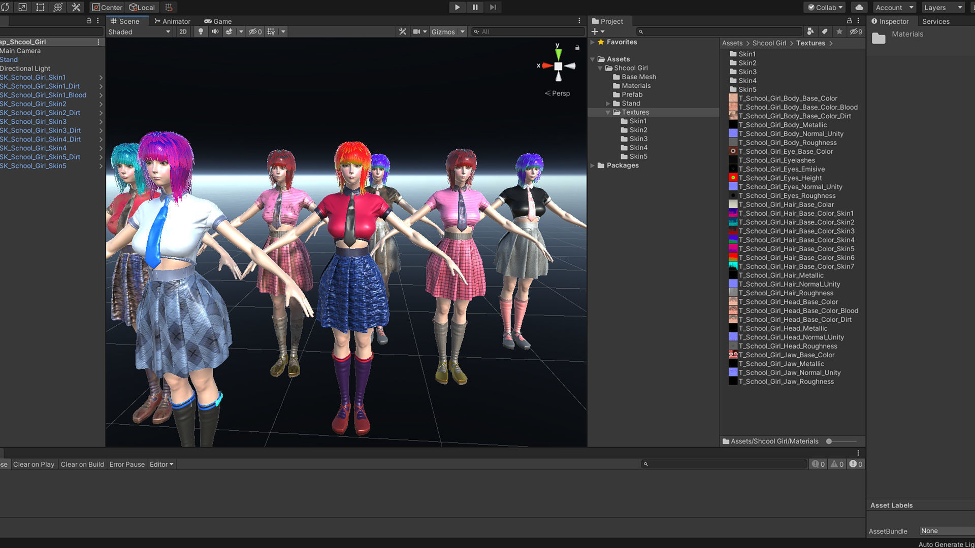 Shcool Girl GAME READY 3D Character Low-poly 3D model_33