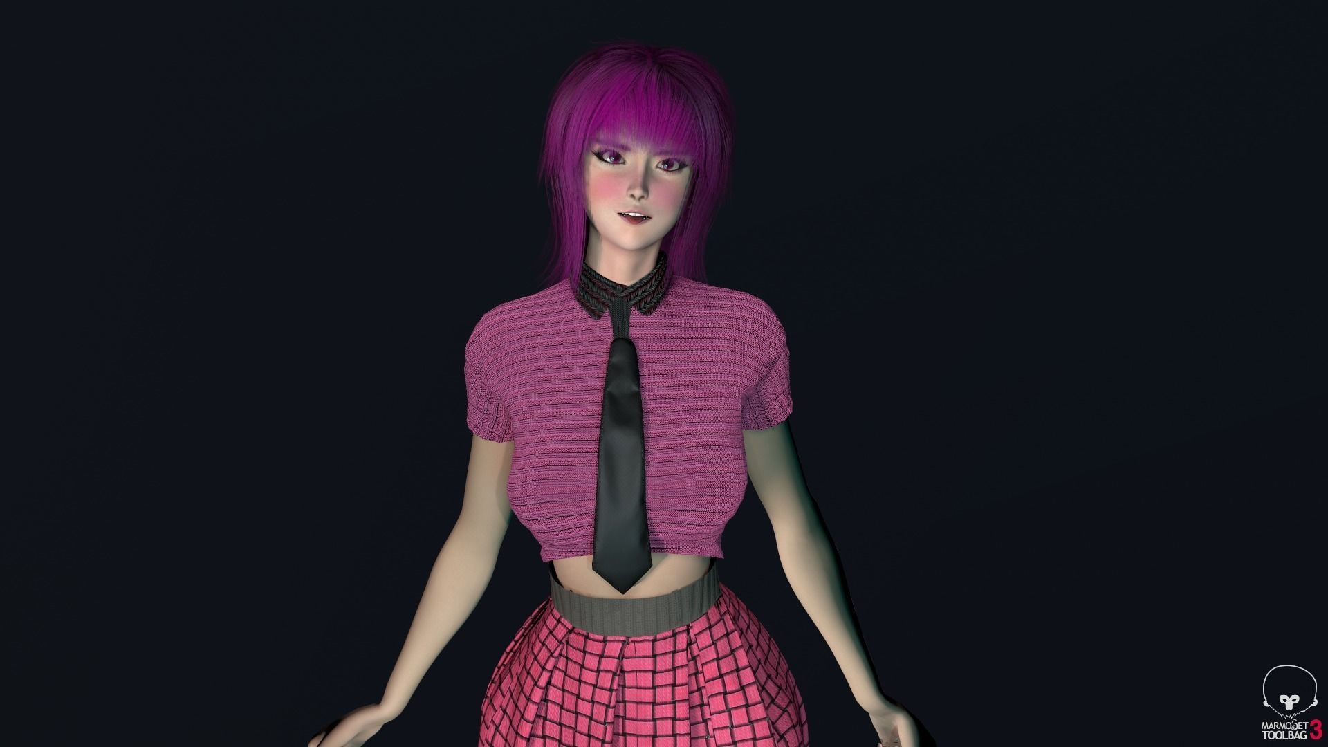 Shcool Girl GAME READY 3D Character Low-poly 3D model_17