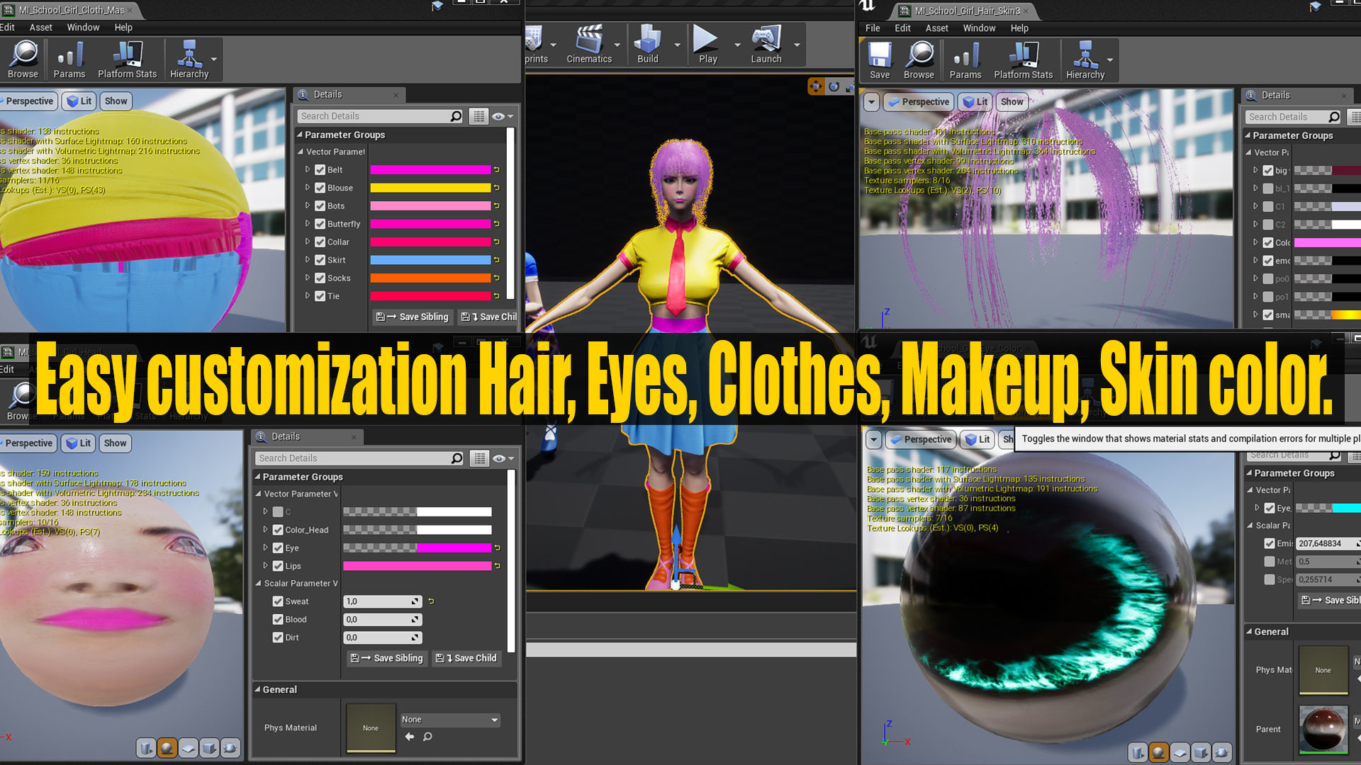 Shcool Girl GAME READY 3D Character Low-poly 3D model_26