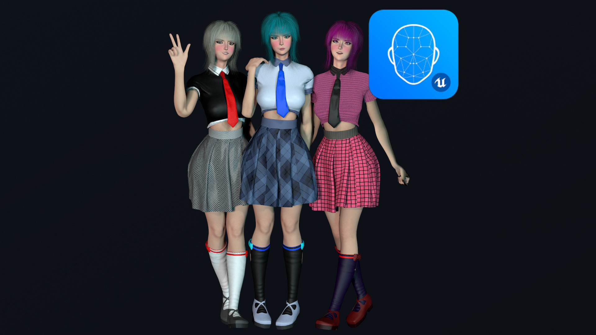Shcool Girl GAME READY 3D Character Low-poly 3D model_0