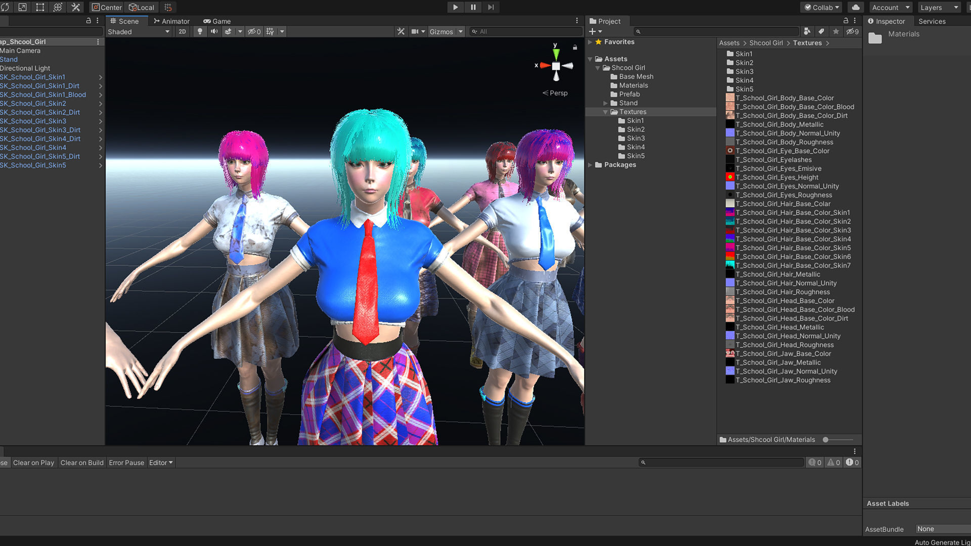 Shcool Girl GAME READY 3D Character Low-poly 3D model_30