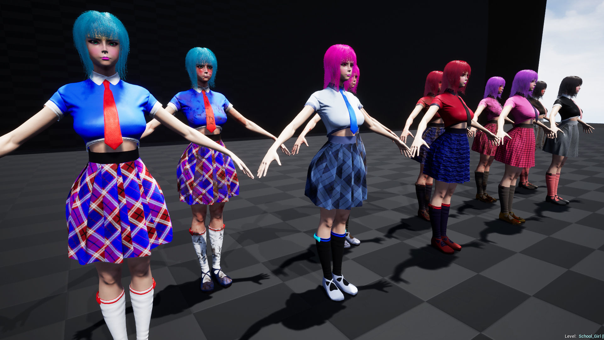 Shcool Girl GAME READY 3D Character Low-poly 3D model_24