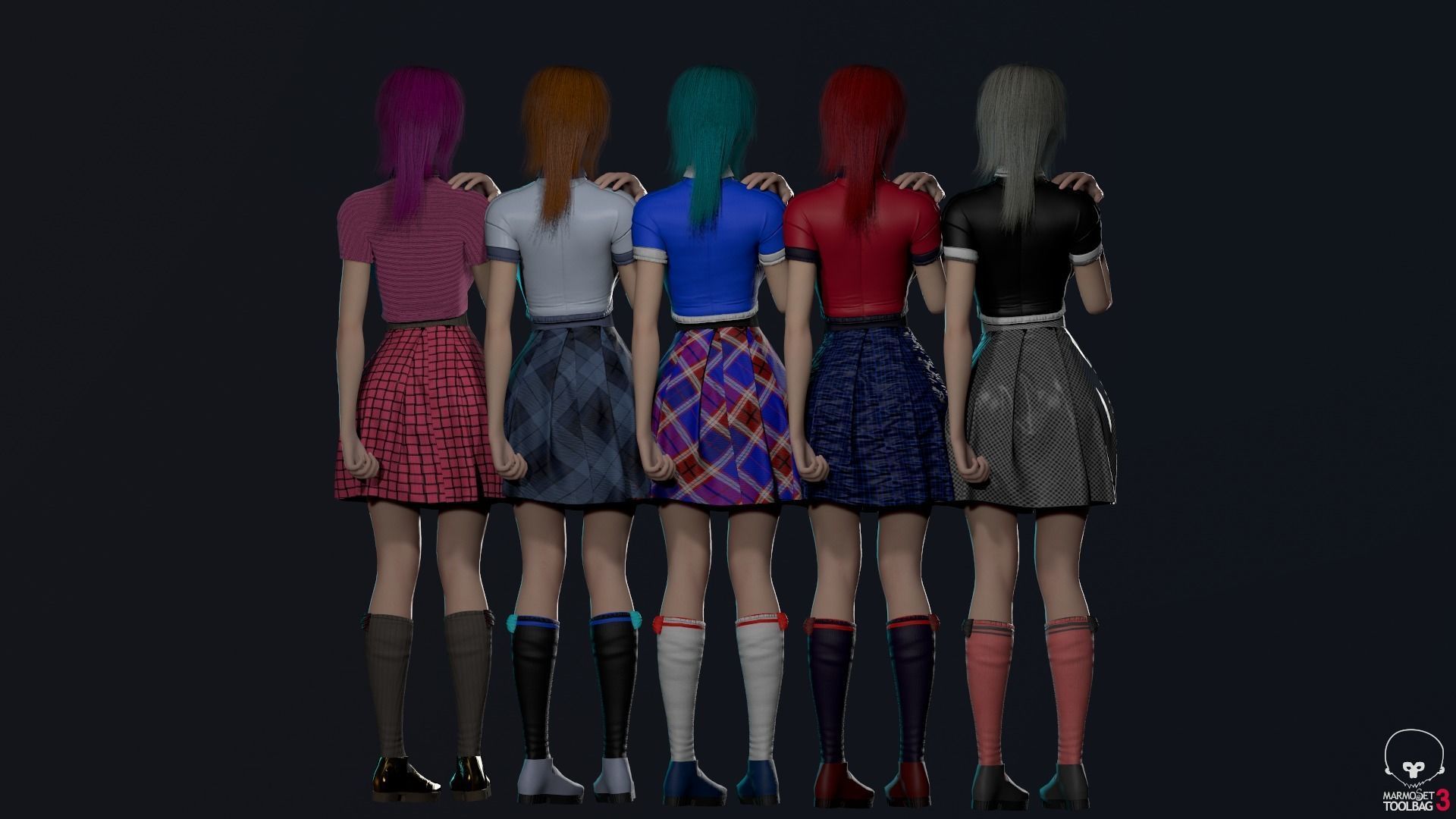 Shcool Girl GAME READY 3D Character Low-poly 3D model_20