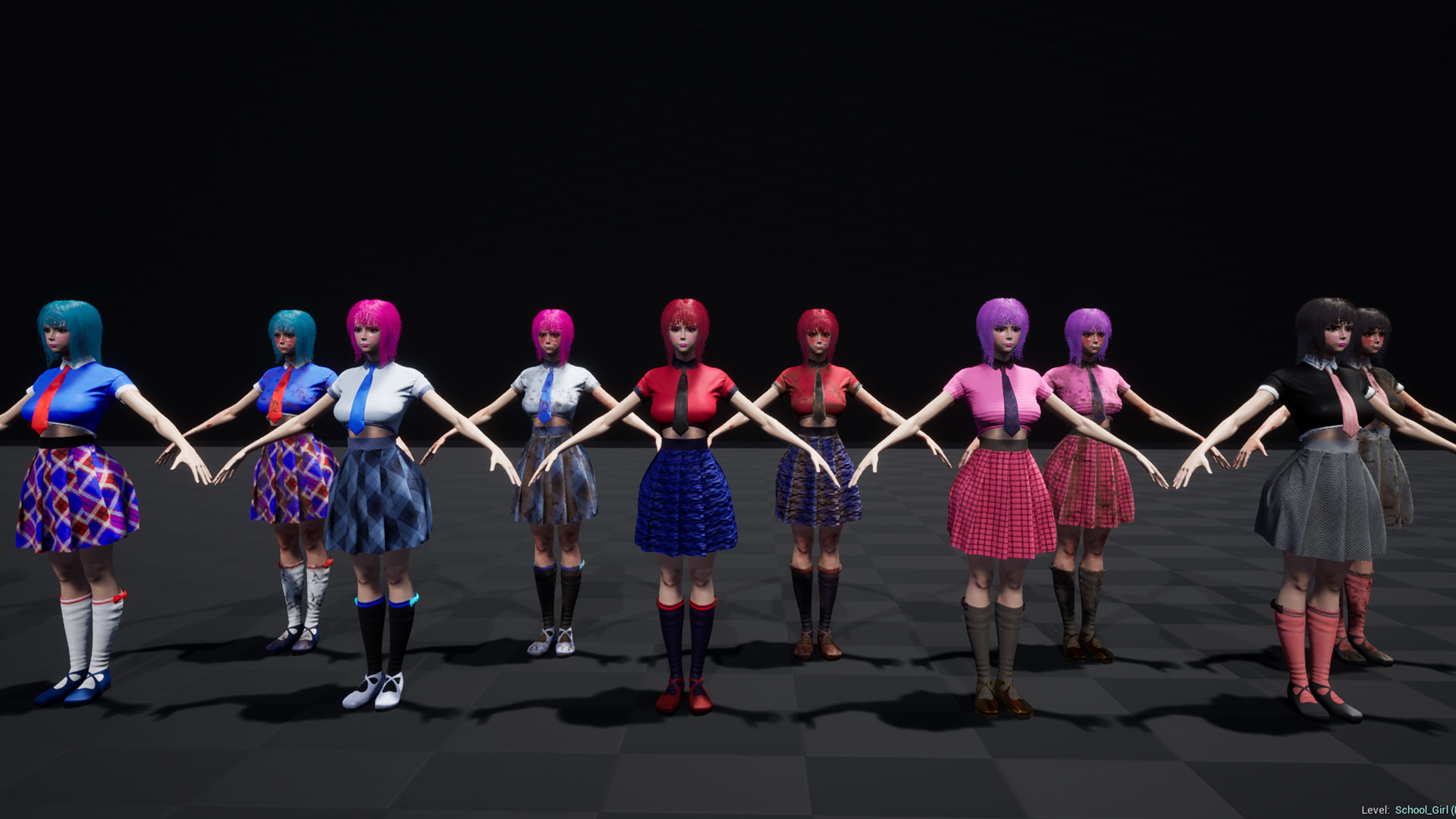 Shcool Girl GAME READY 3D Character Low-poly 3D model_22
