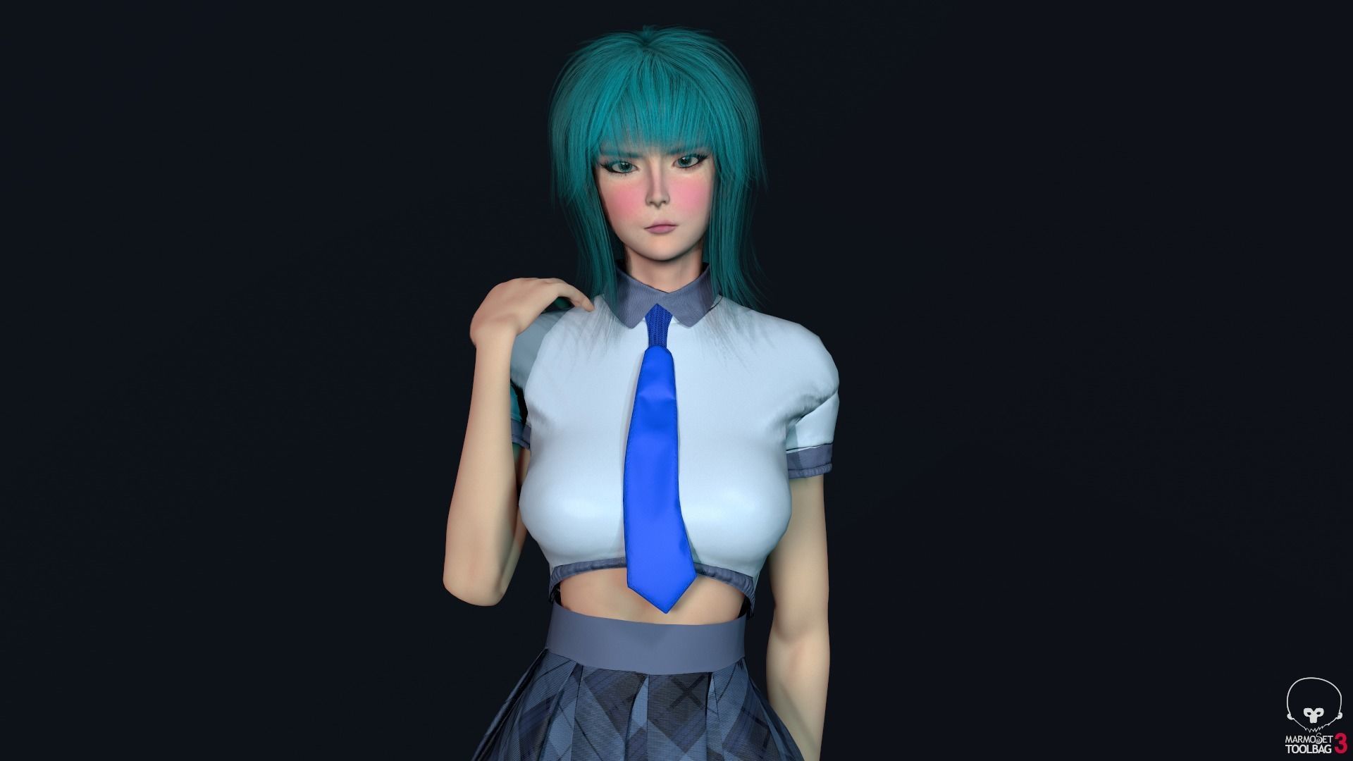 Shcool Girl GAME READY 3D Character Low-poly 3D model_18