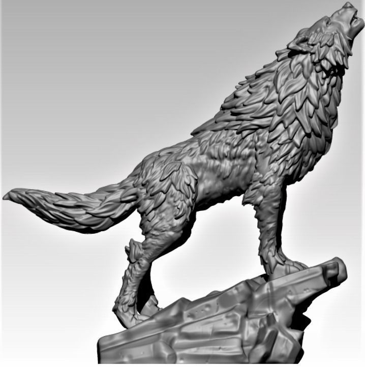 Winter Wolf Howling 3D print model_1