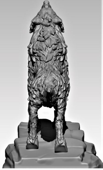 Winter Wolf Howling 3D print model_2