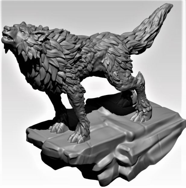 Winter Wolf Howling 3D print model_5