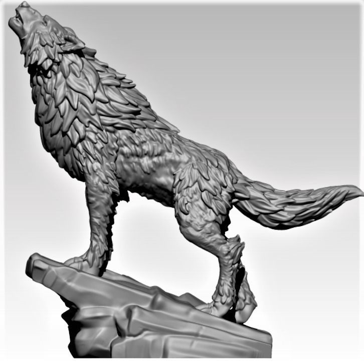Winter Wolf Howling 3D print model_3