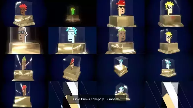 Gold Punks Low-poly 3D Model Collection