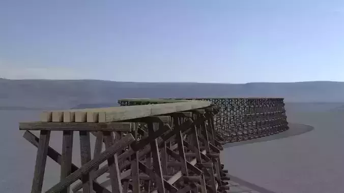 Wooden  trestle Low-poly 3D model