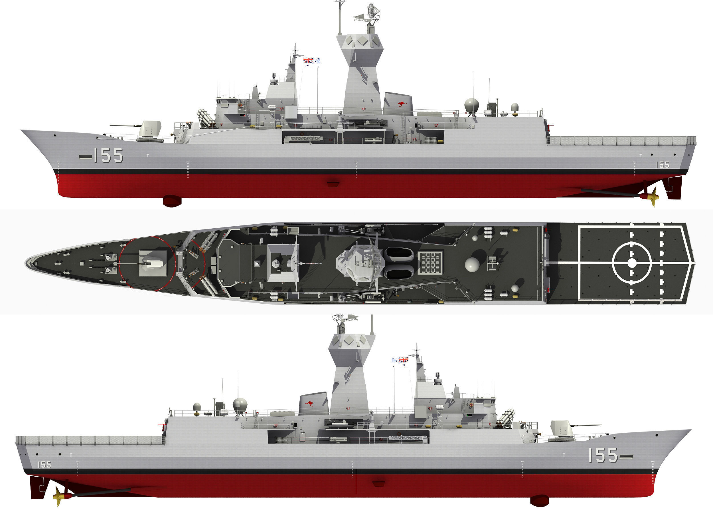 AUSTRALIAN AND NEW ZEALAND MEKO CLASS FRIGATE 3D model_26