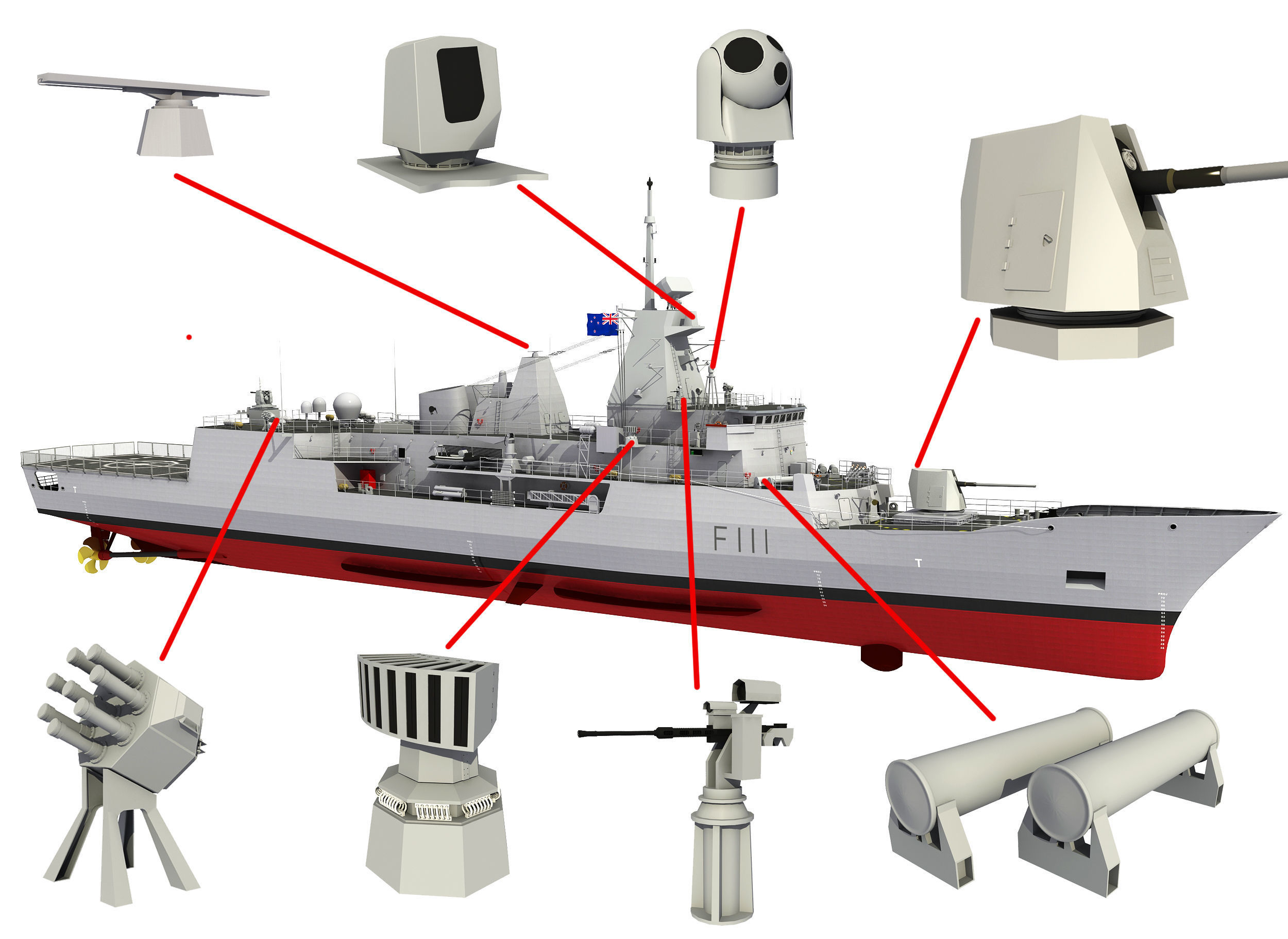 AUSTRALIAN AND NEW ZEALAND MEKO CLASS FRIGATE 3D model_49