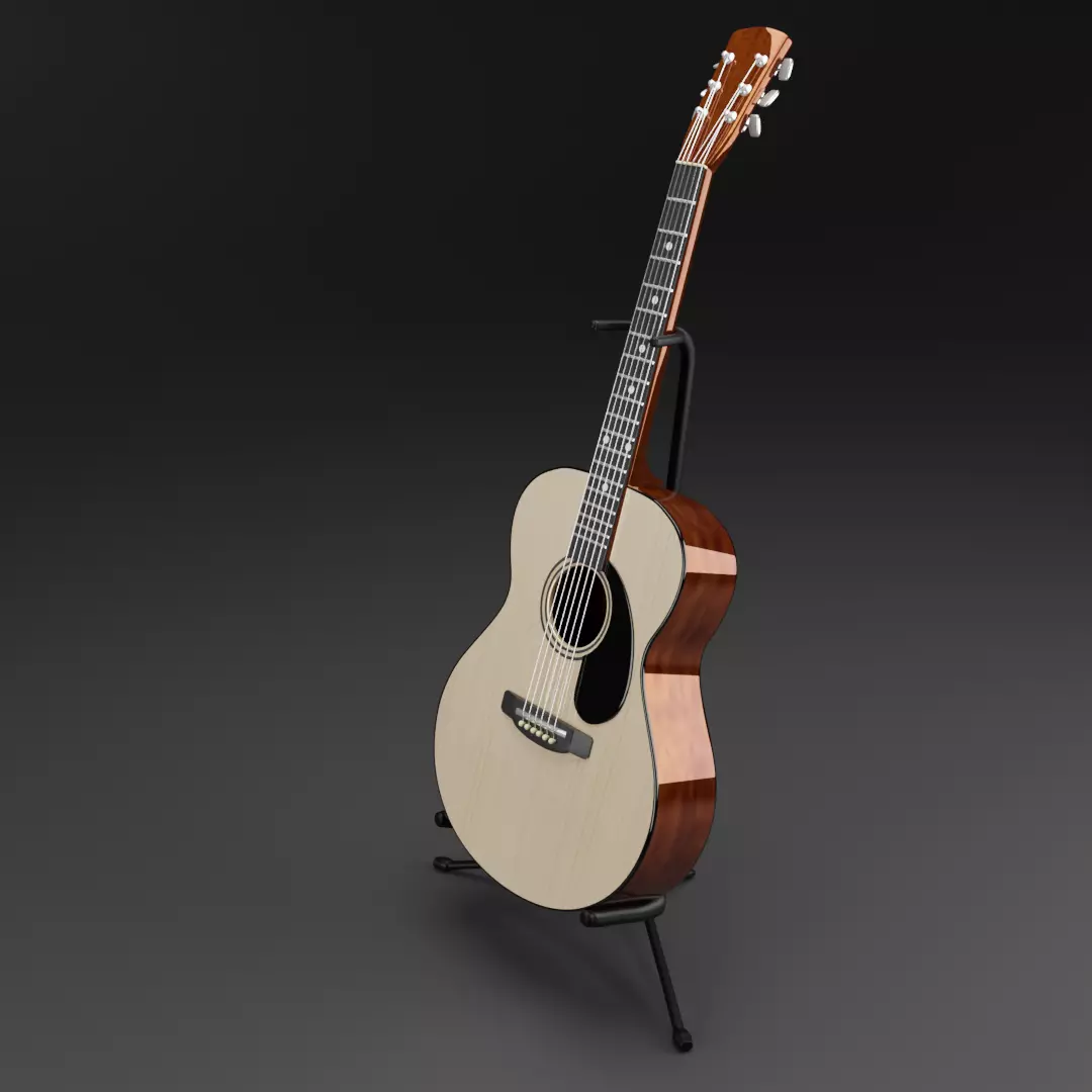 Acoustic Guitar with Stand Free low-poly 3D model