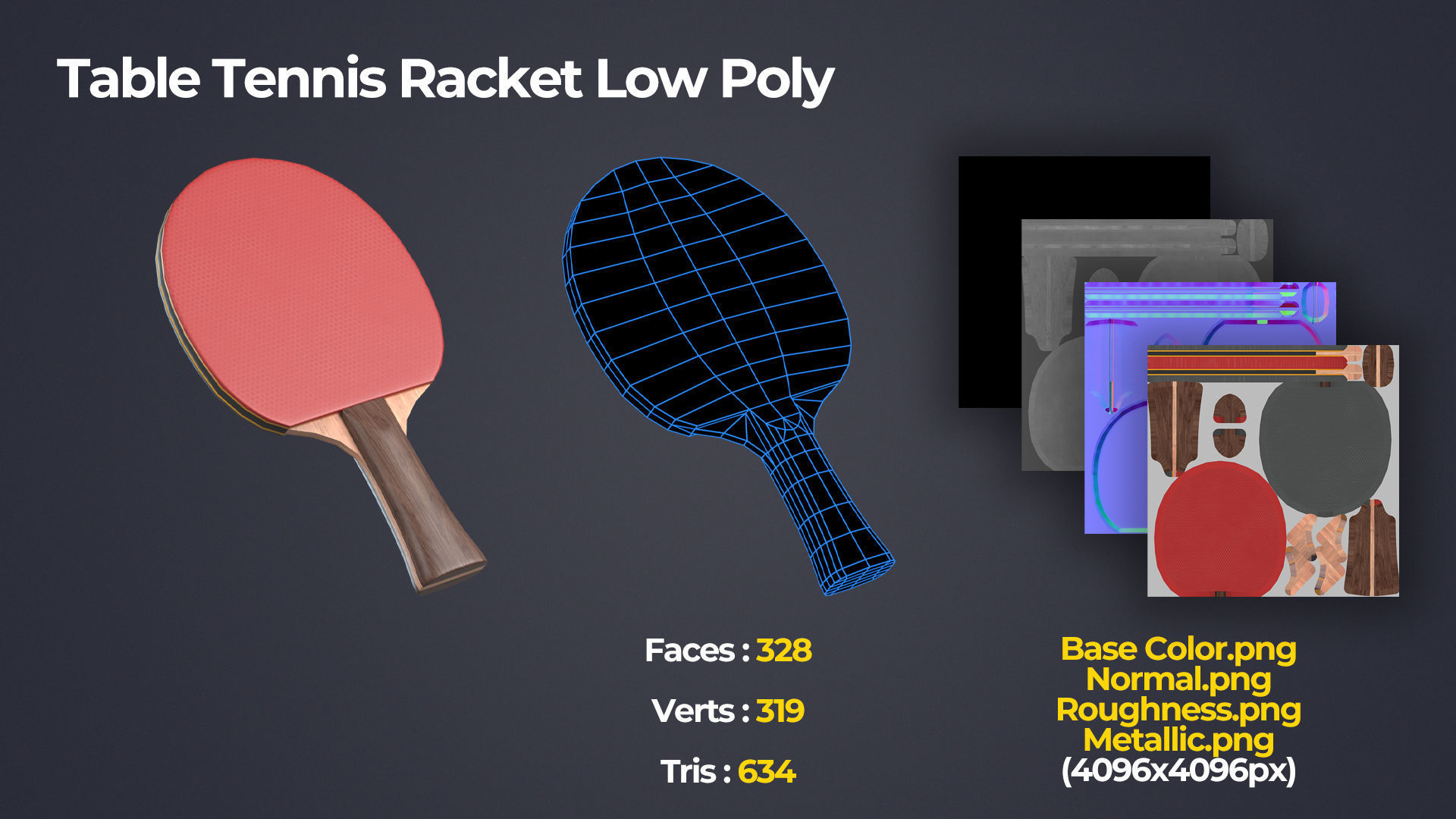 Table Tennis Racket Low-poly 3D model_2