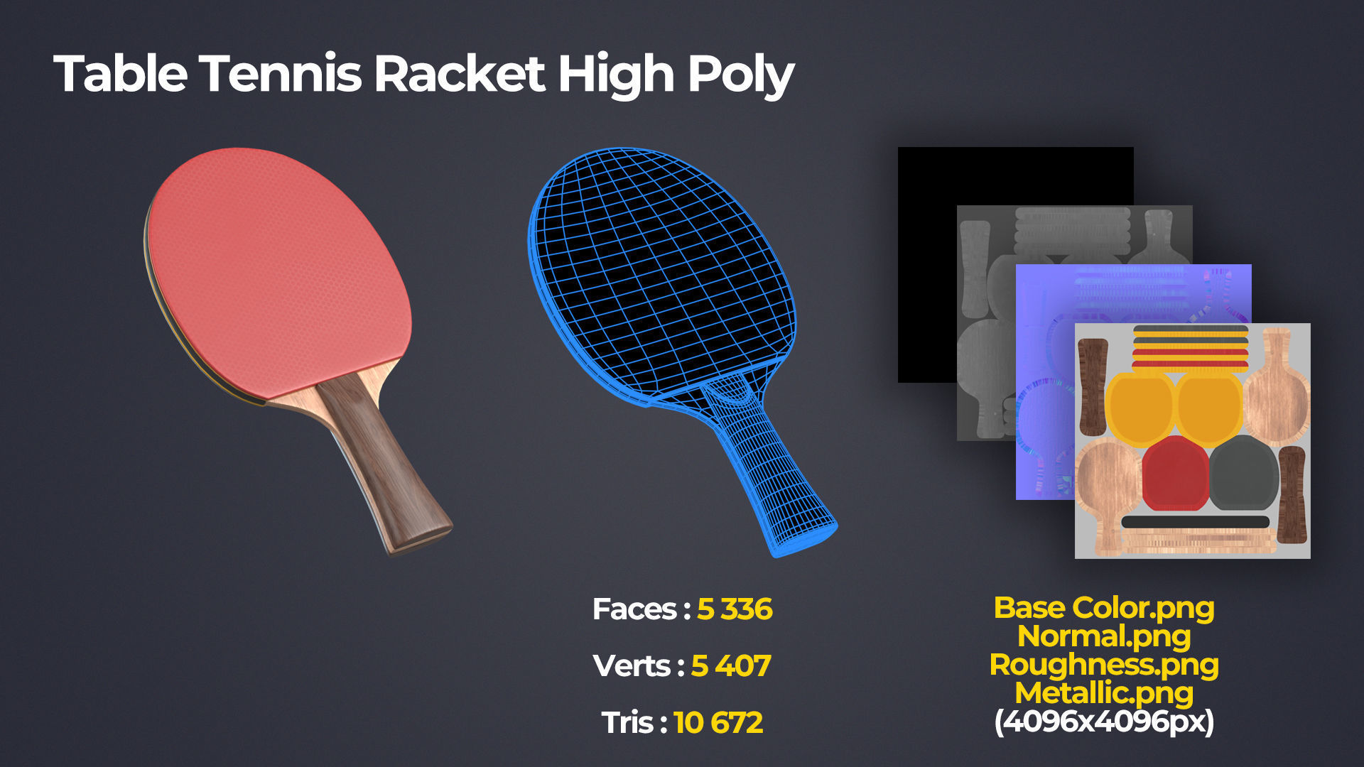 Table Tennis Racket Low-poly 3D model_3