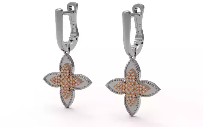 Earrings rose gold earring set 3D print model