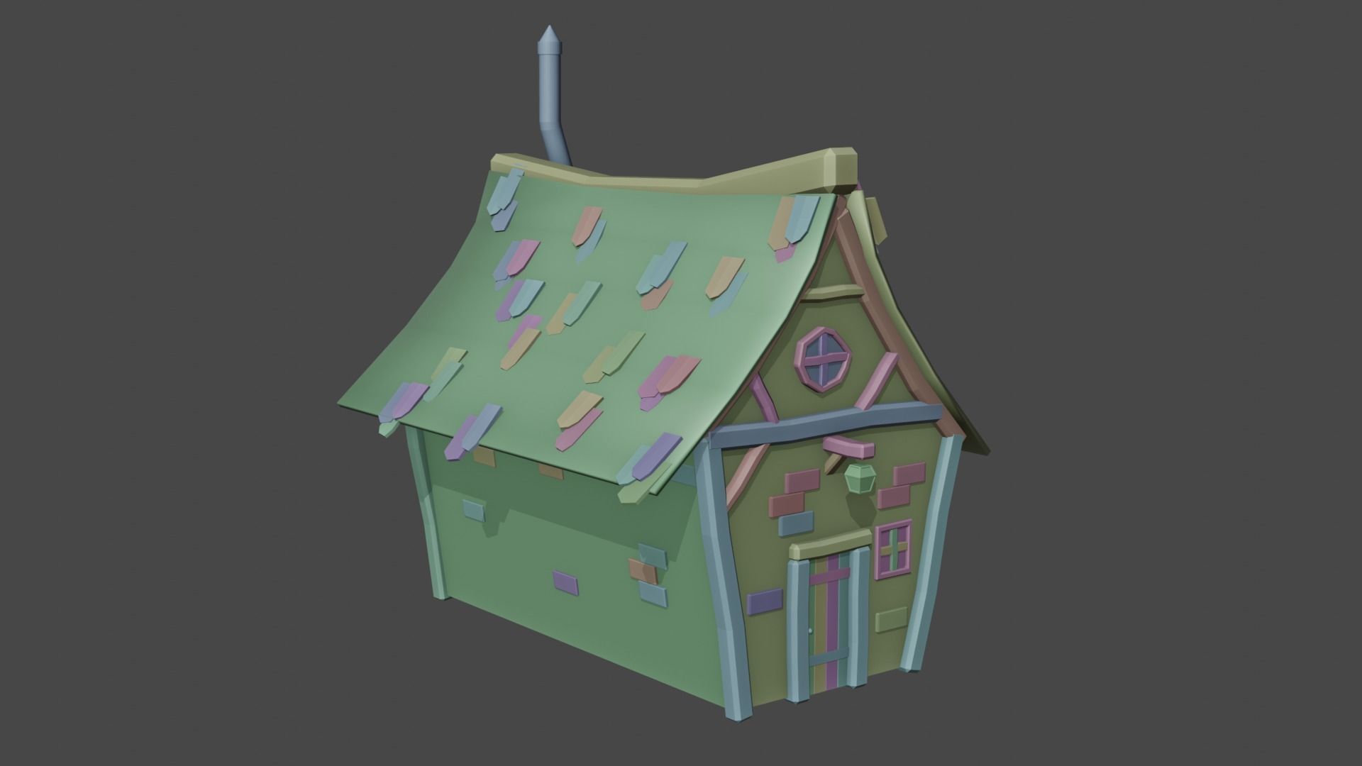Low Poly Cottage house Free low-poly 3D model_2