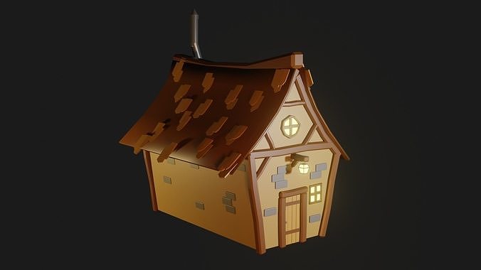 Low Poly Cottage house Free low-poly 3D model