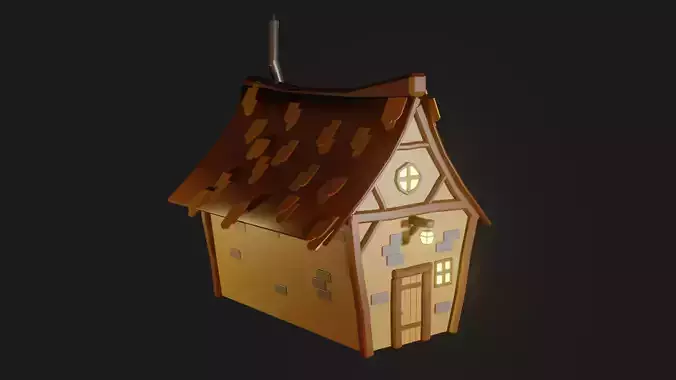 Low Poly Cottage house Free low-poly 3D model