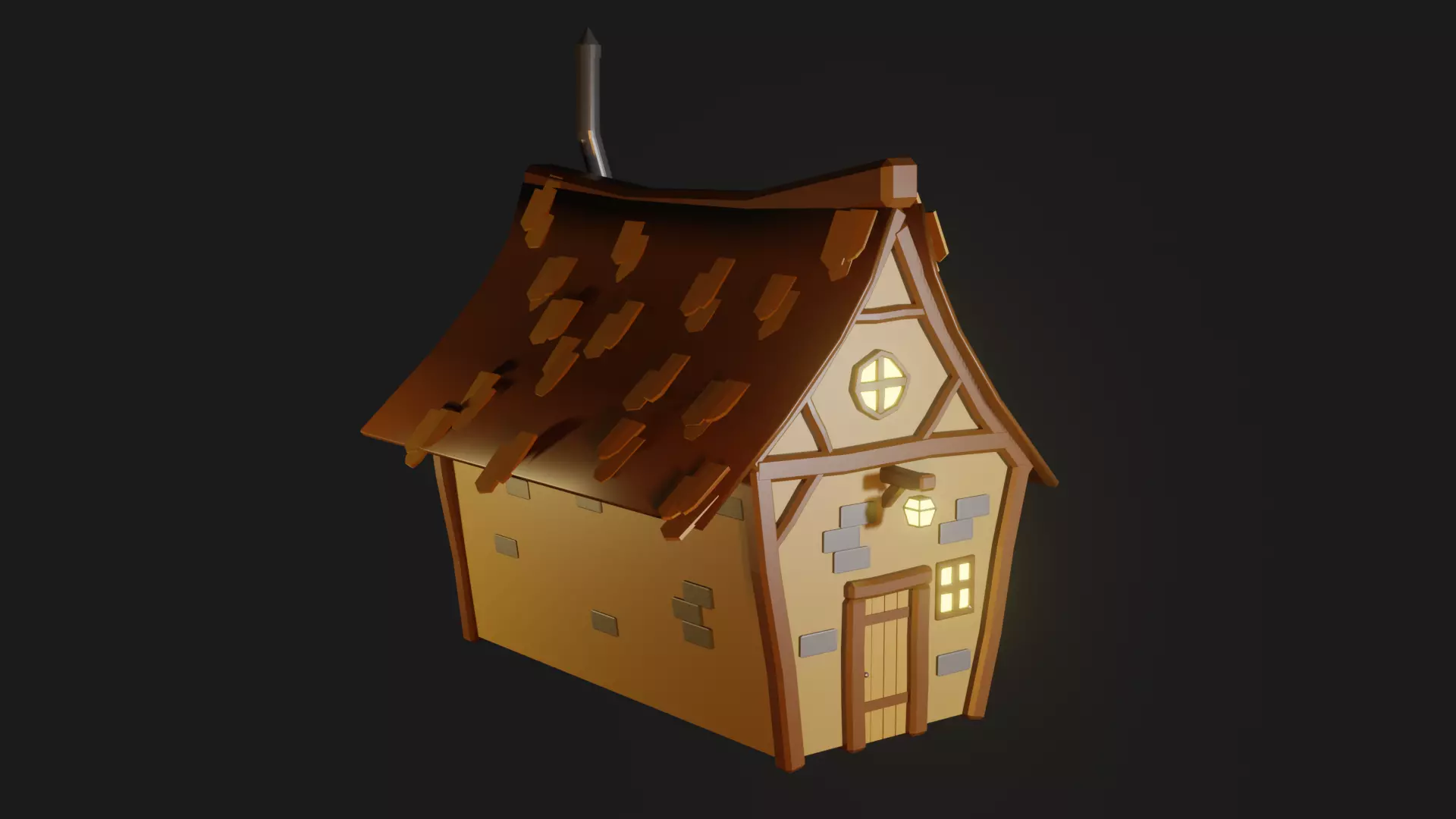 Low Poly Cottage house Free low-poly 3D model_0