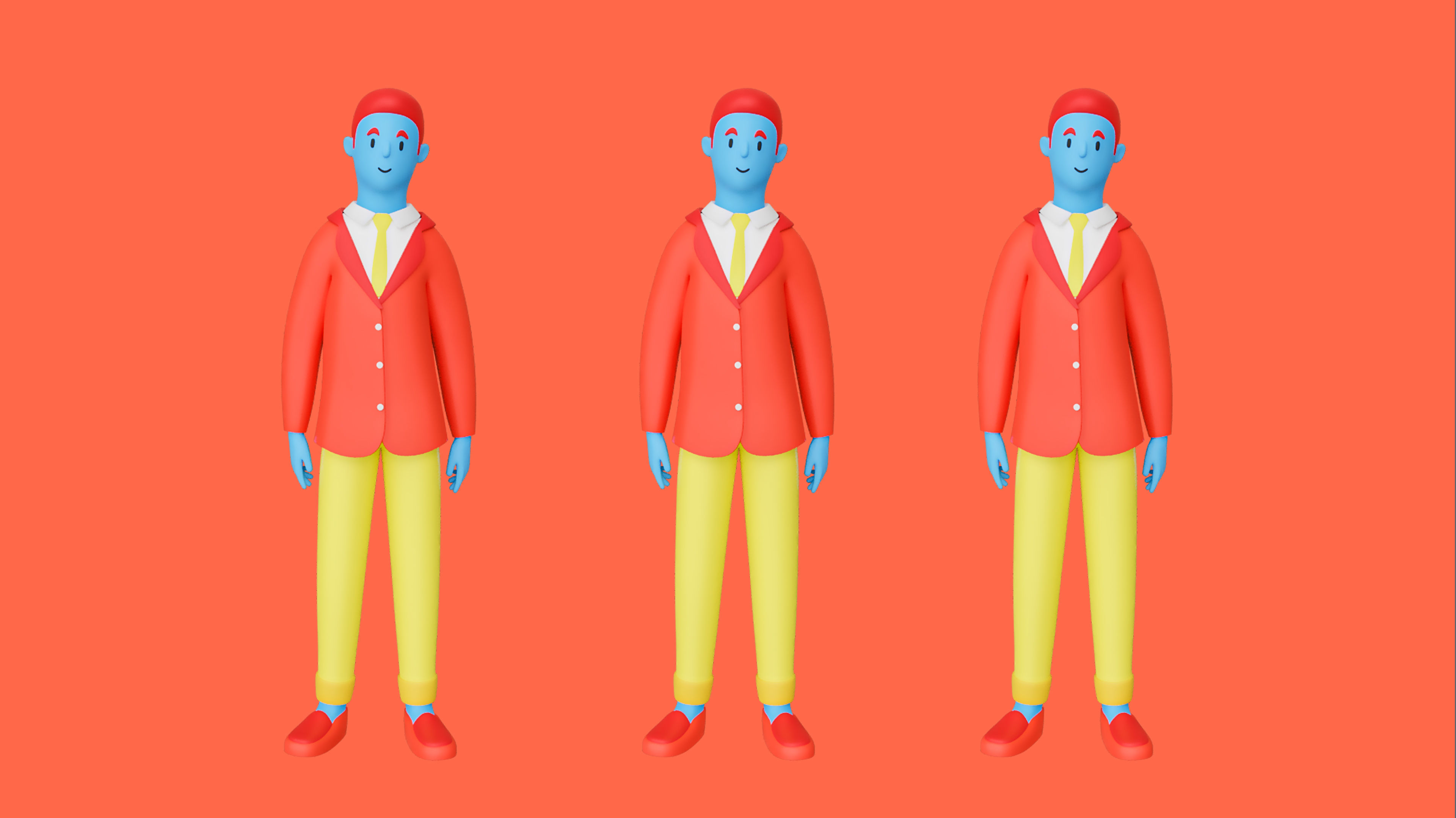 Casual Characters 3 Low-poly 3D model_13