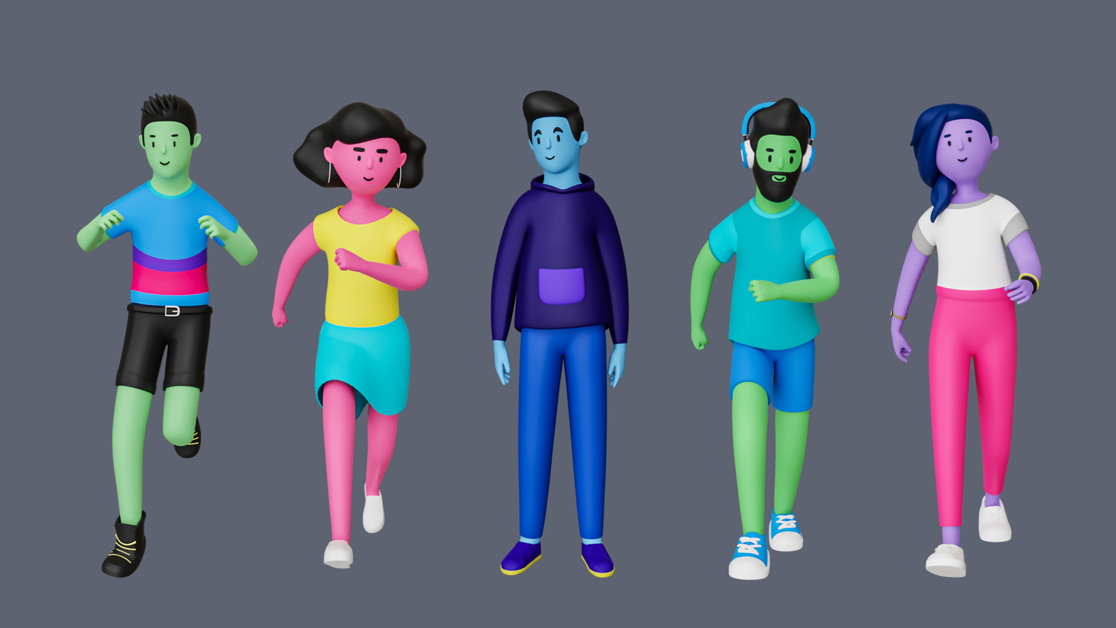 Casual Characters 3 Low-poly 3D model_8
