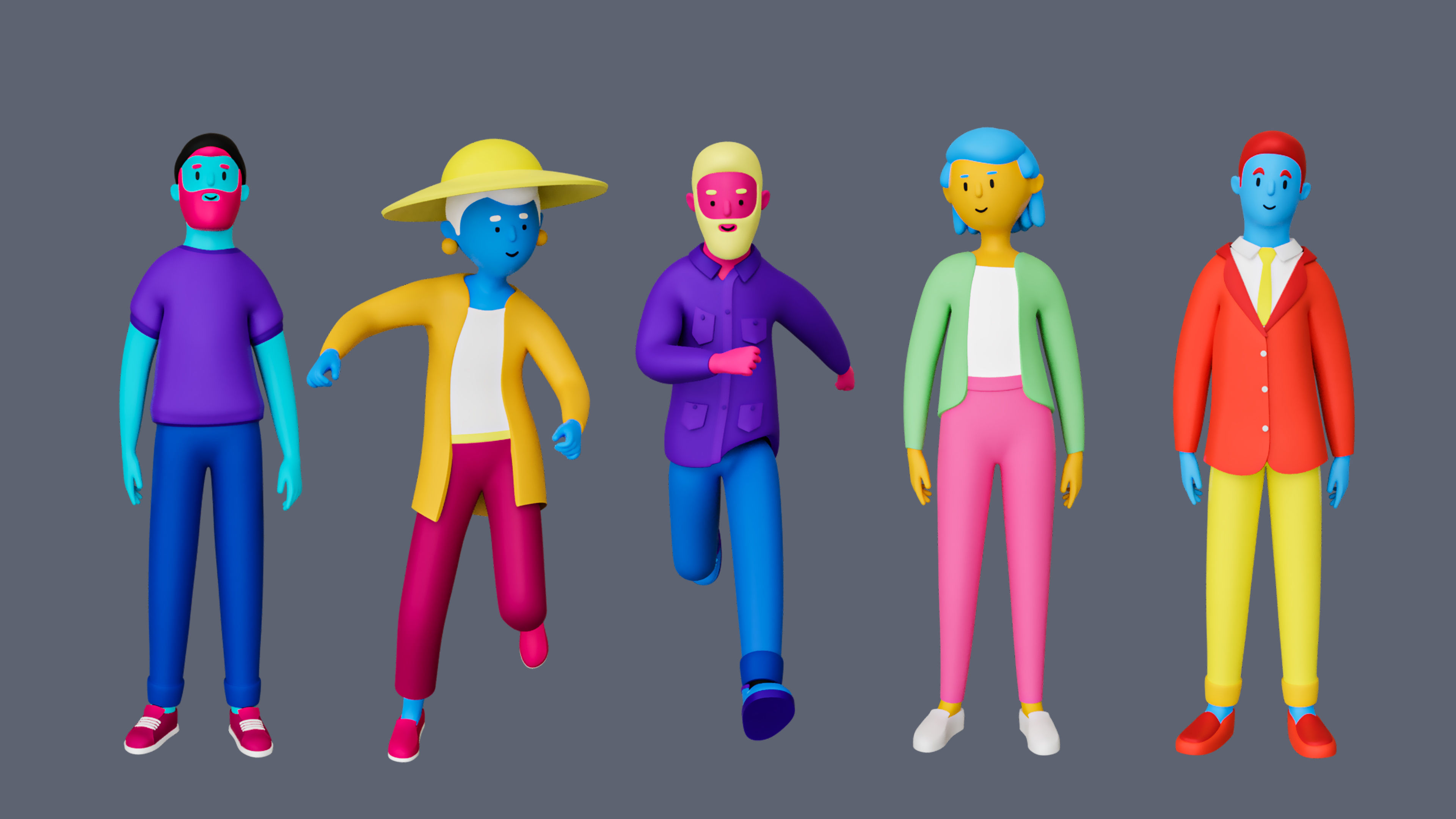 Casual Characters 3 Low-poly 3D model_5