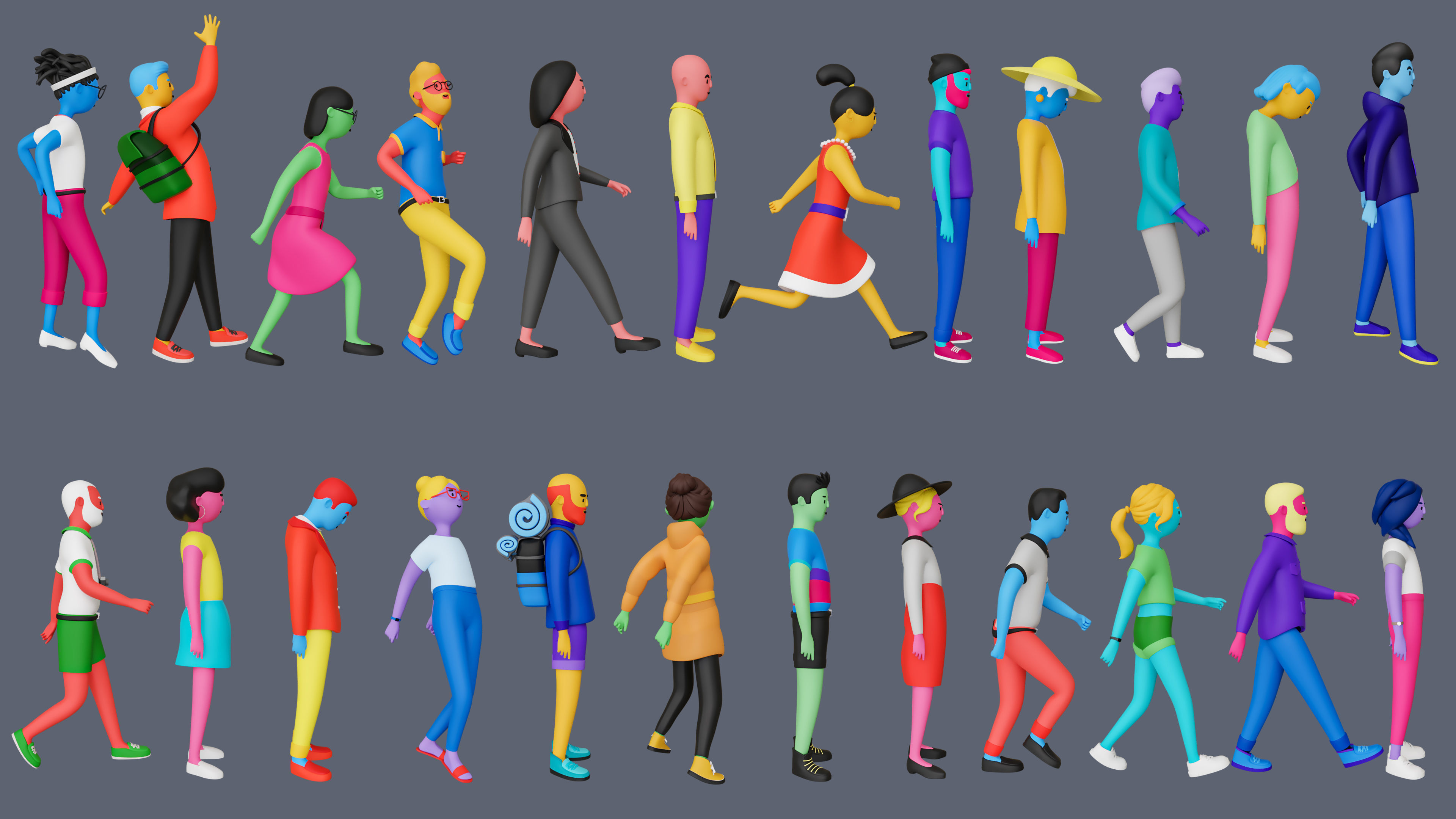 Casual Characters 3 Low-poly 3D model_2