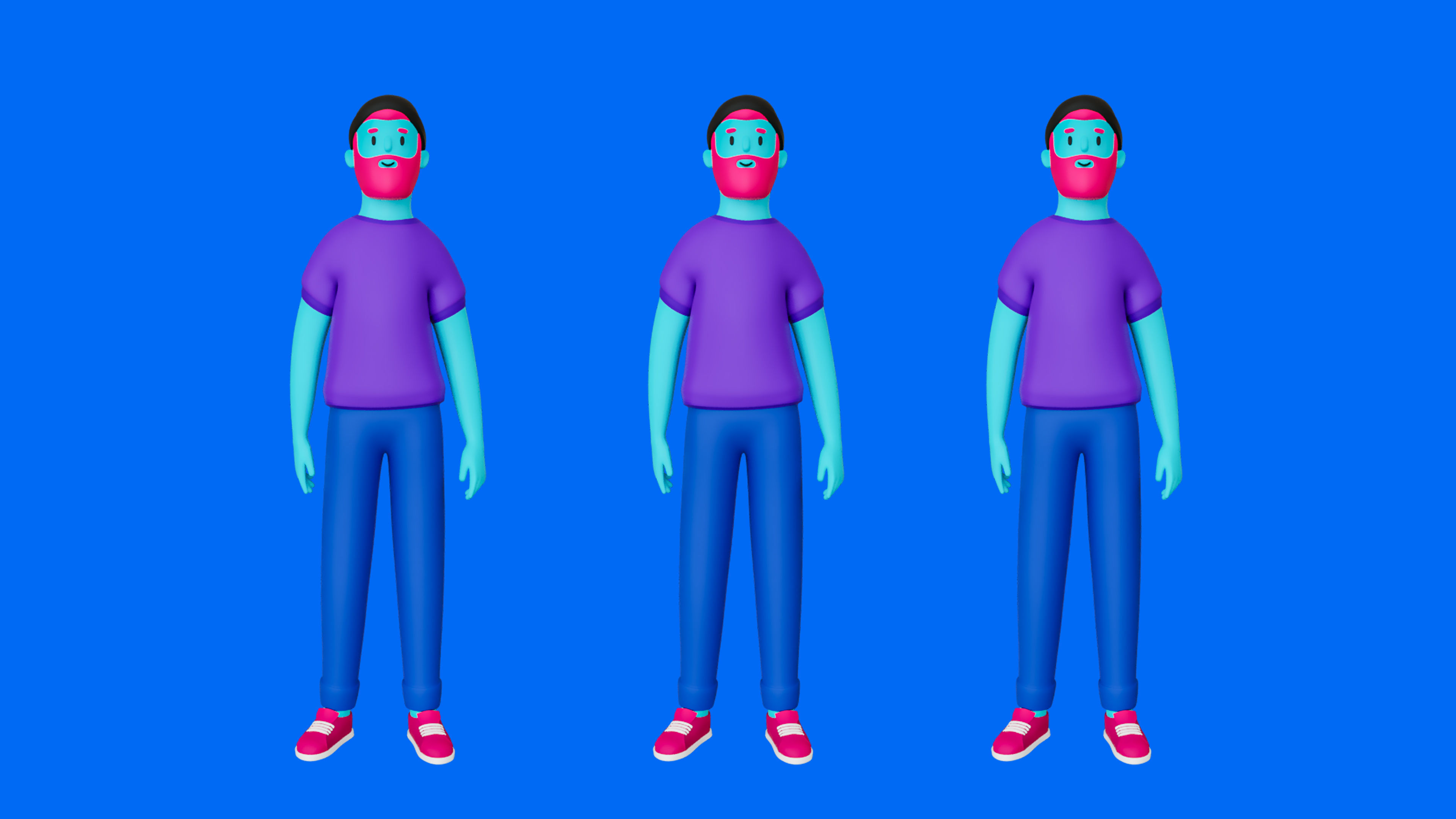 Casual Characters 3 Low-poly 3D model_14