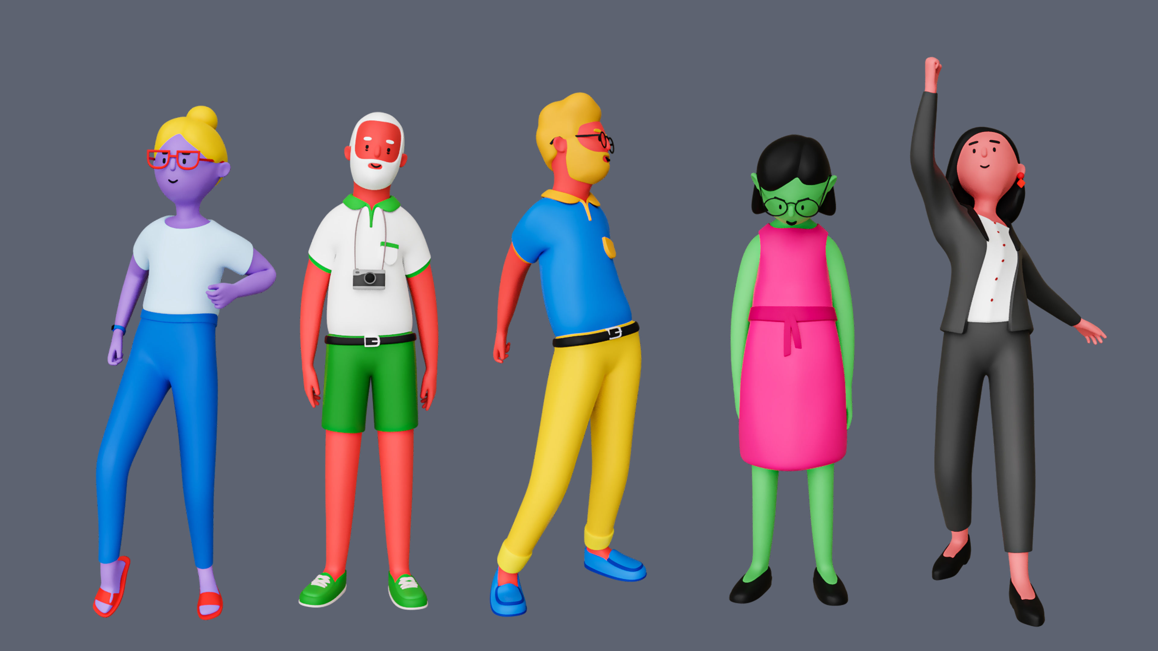 Casual Characters 3 Low-poly 3D model_4