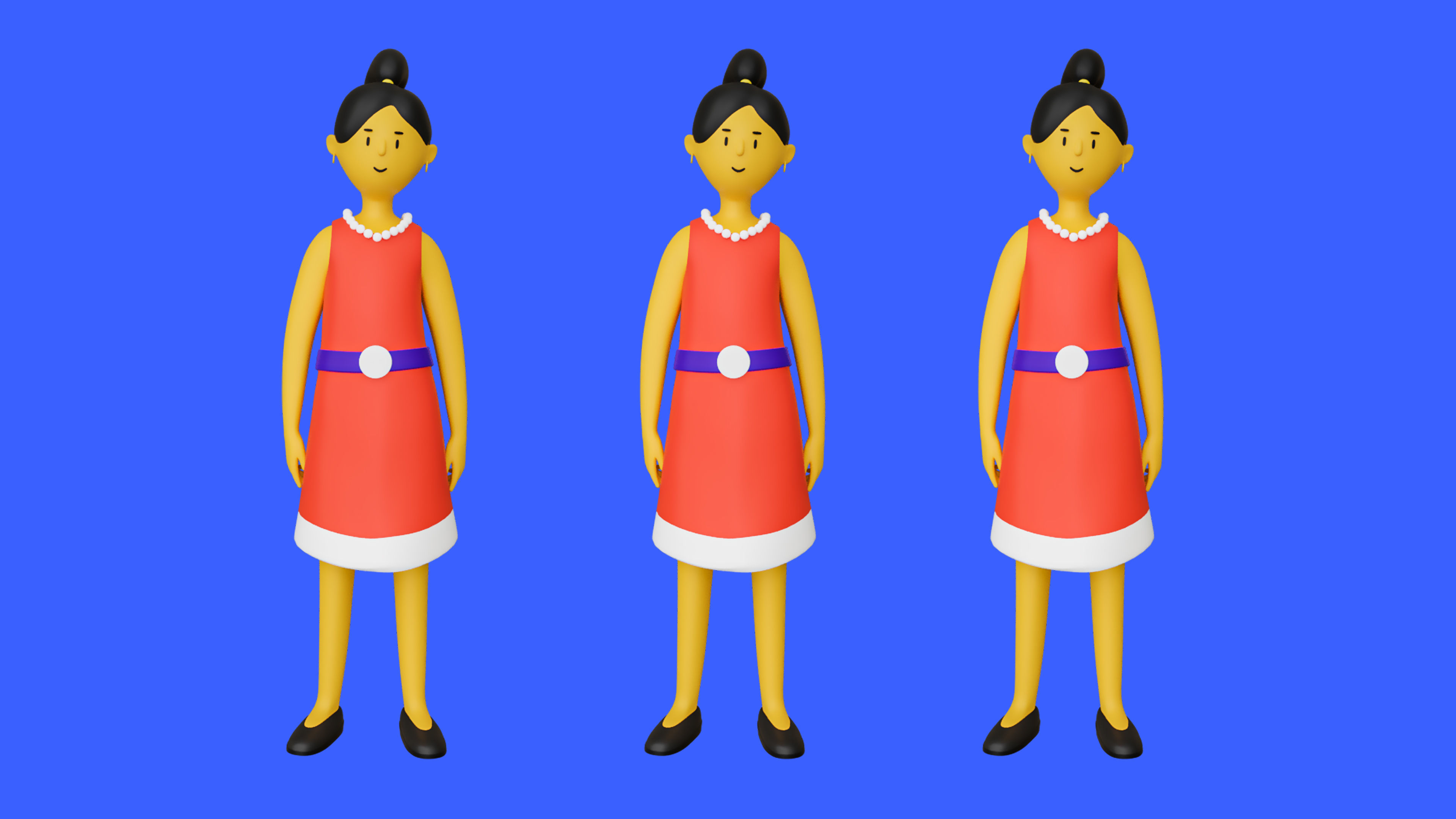 Casual Characters 3 Low-poly 3D model_11