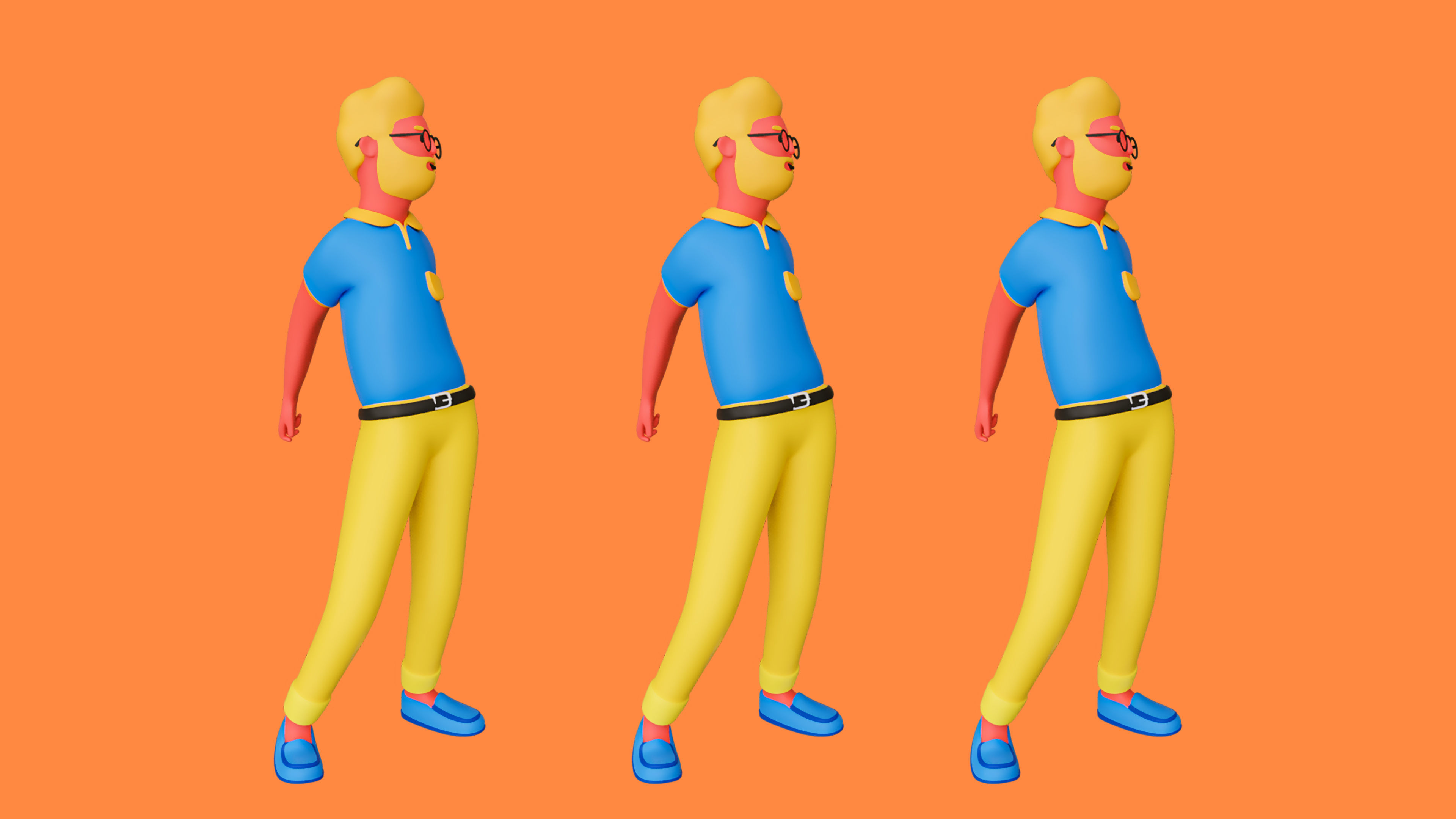 Casual Characters 3 Low-poly 3D model_16