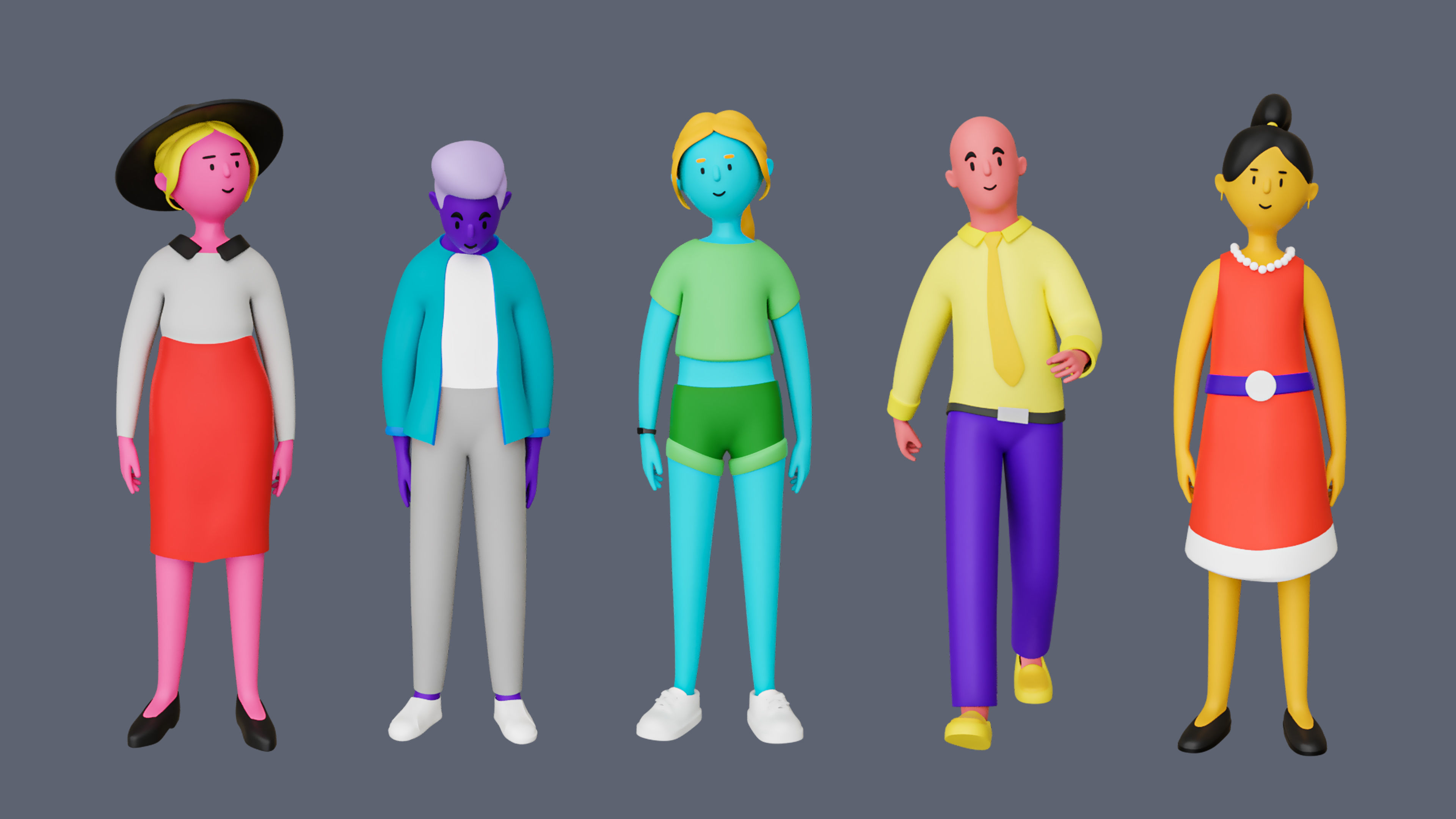 Casual Characters 3 Low-poly 3D model_7
