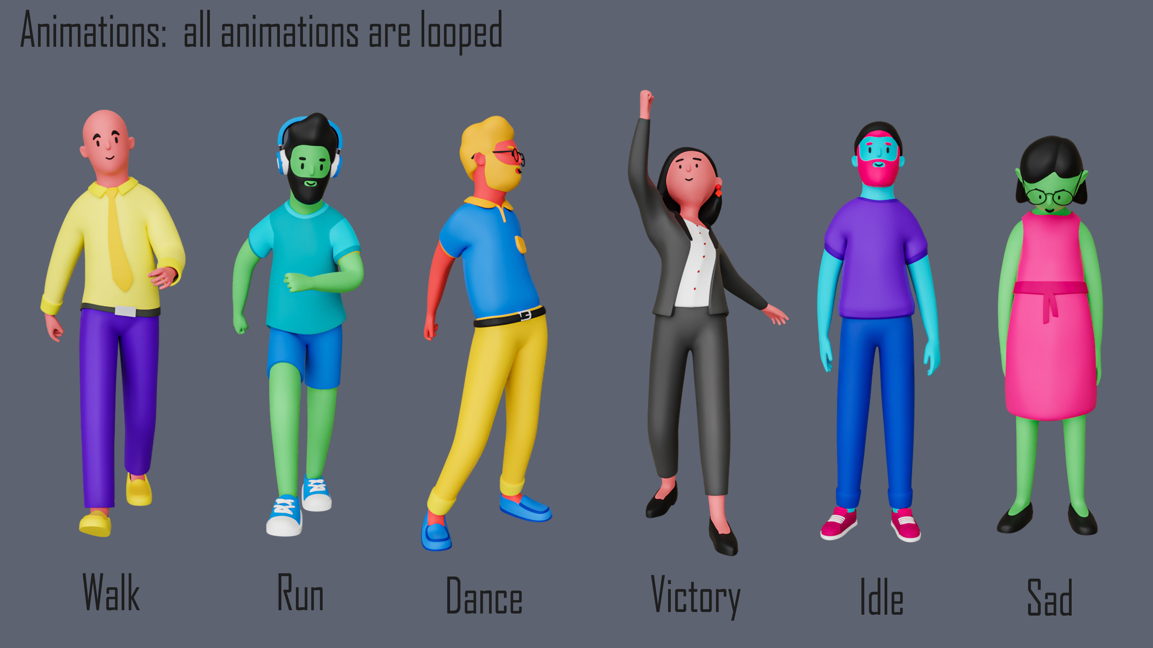 Casual Characters 3 Low-poly 3D model_3