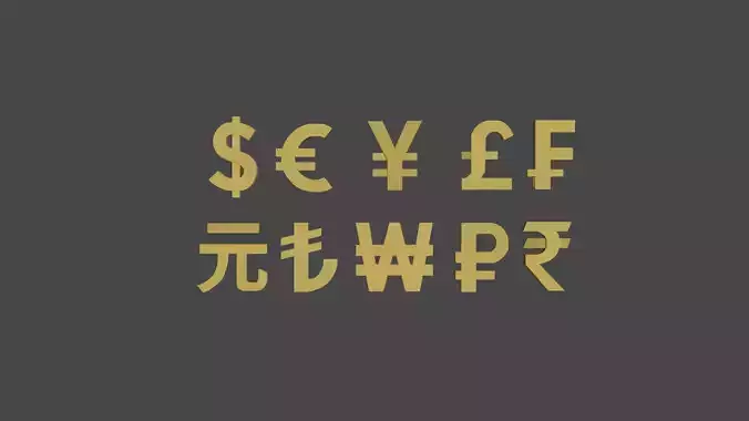 Currency Symbols  Low-poly 3D model