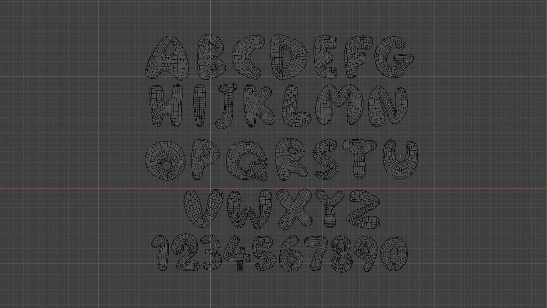 Cartoony letters numbers low poly  Low-poly 3D model_2