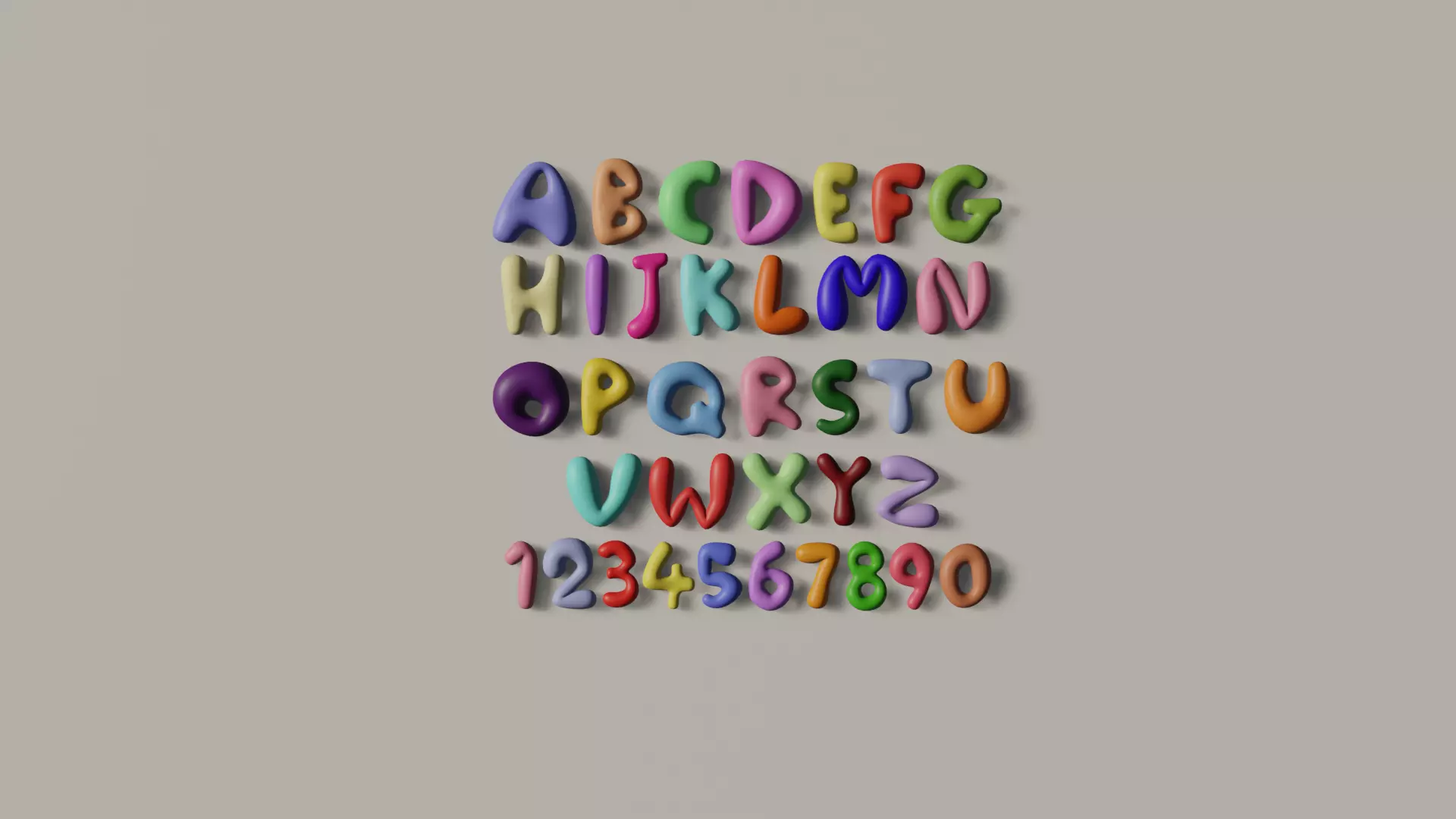 Cartoony letters numbers low poly  Low-poly 3D model_0